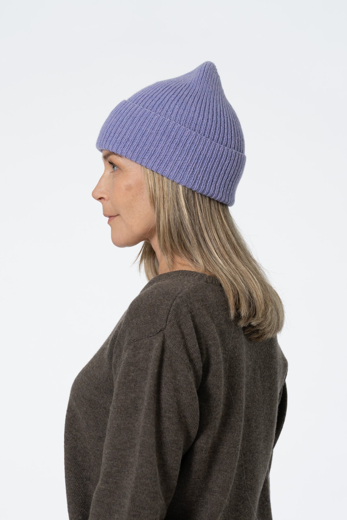 MERINO Handknit Rib Hat - Digital Lavender