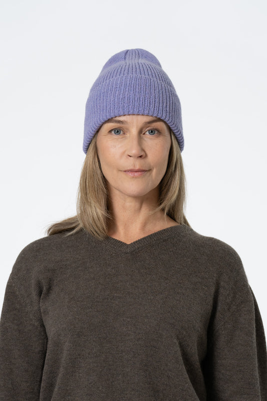 MERINO Handknit Rib Hat - Digital Lavender