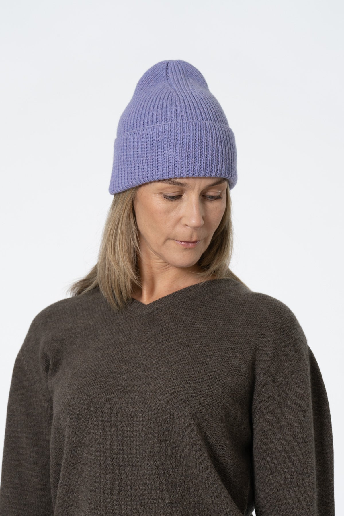 MERINO Handknit Rib Hat - Digital Lavender