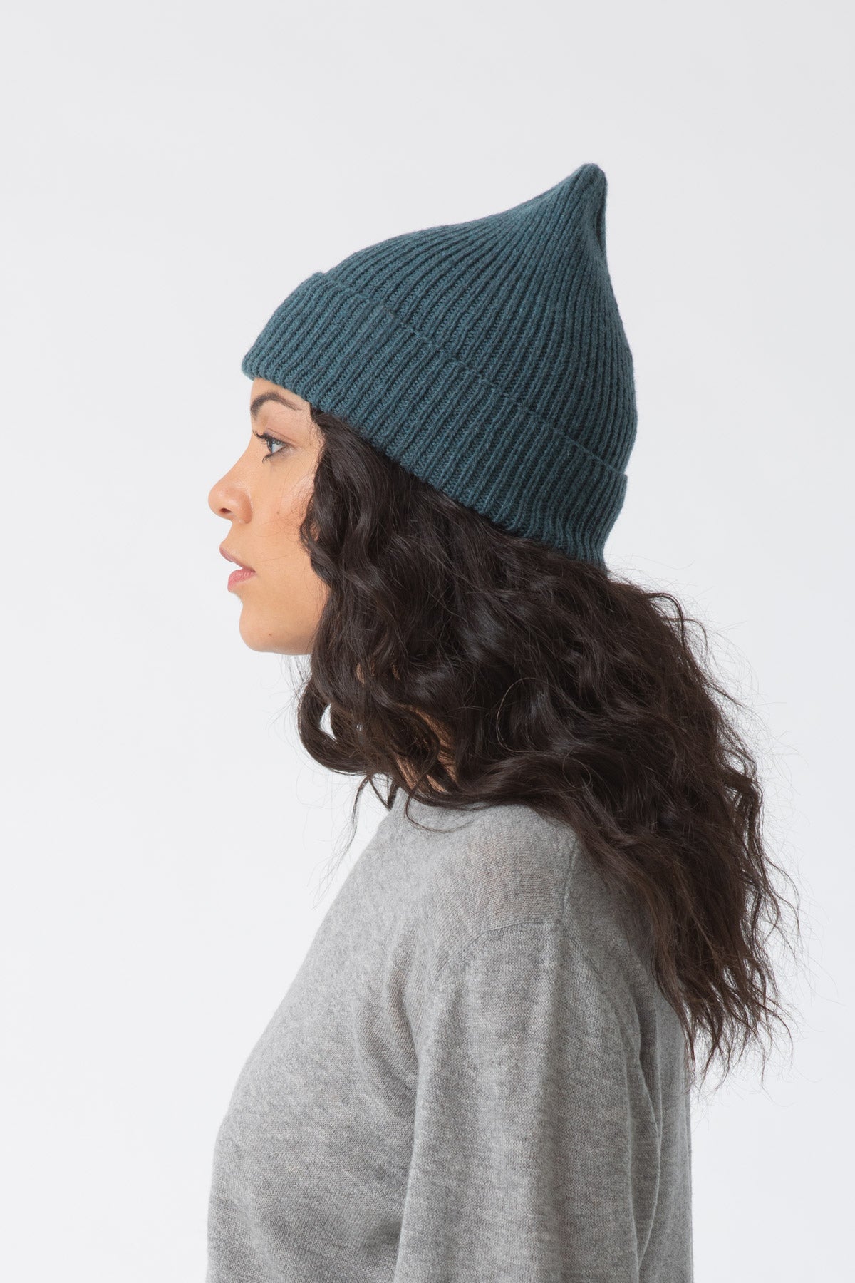 MERINO Handknit Rib Hat - Dragonfly Green