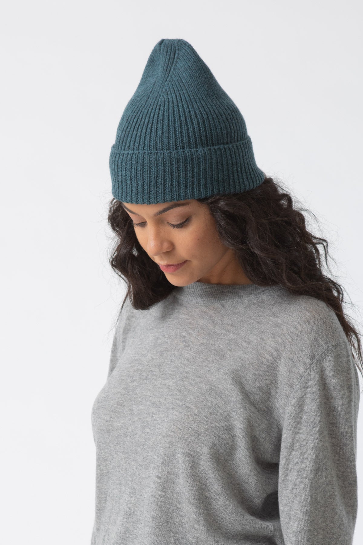 MERINO Handknit Rib Hat - Dragonfly Green