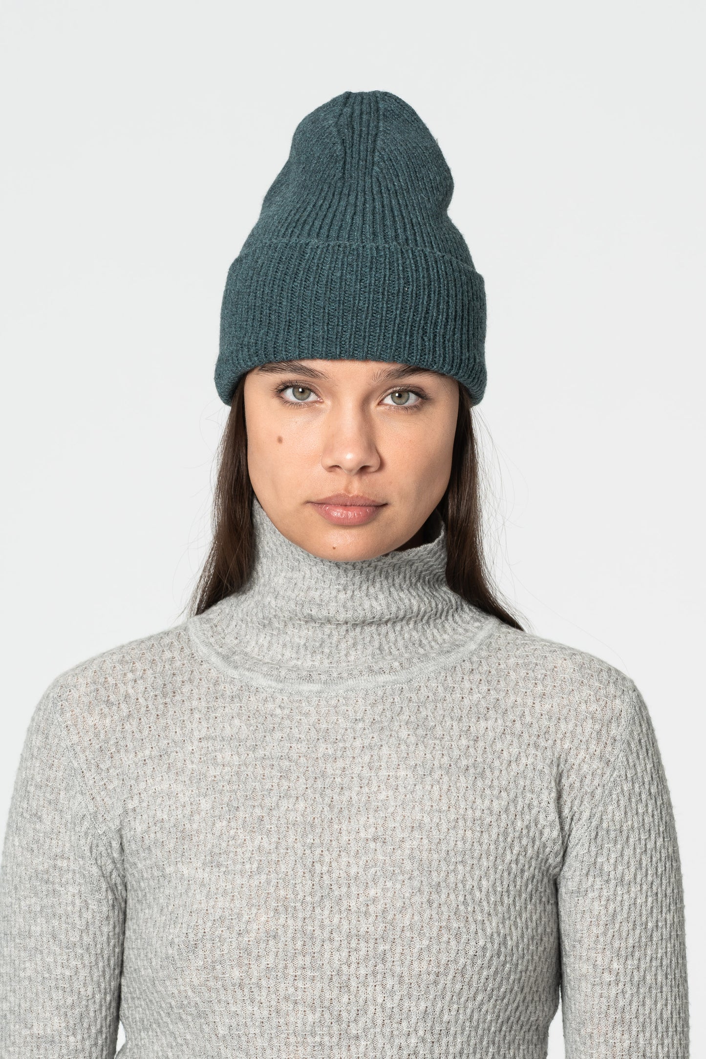 MERINO Handknit Rib Hat - Dragonfly Green