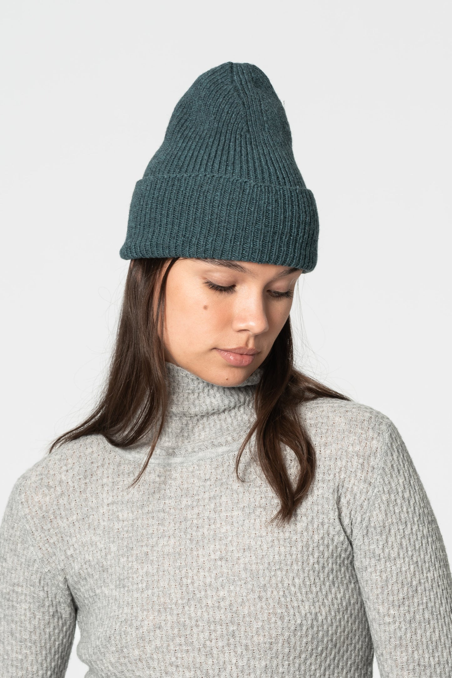 MERINO Handknit Rib Hat - Dragonfly Green