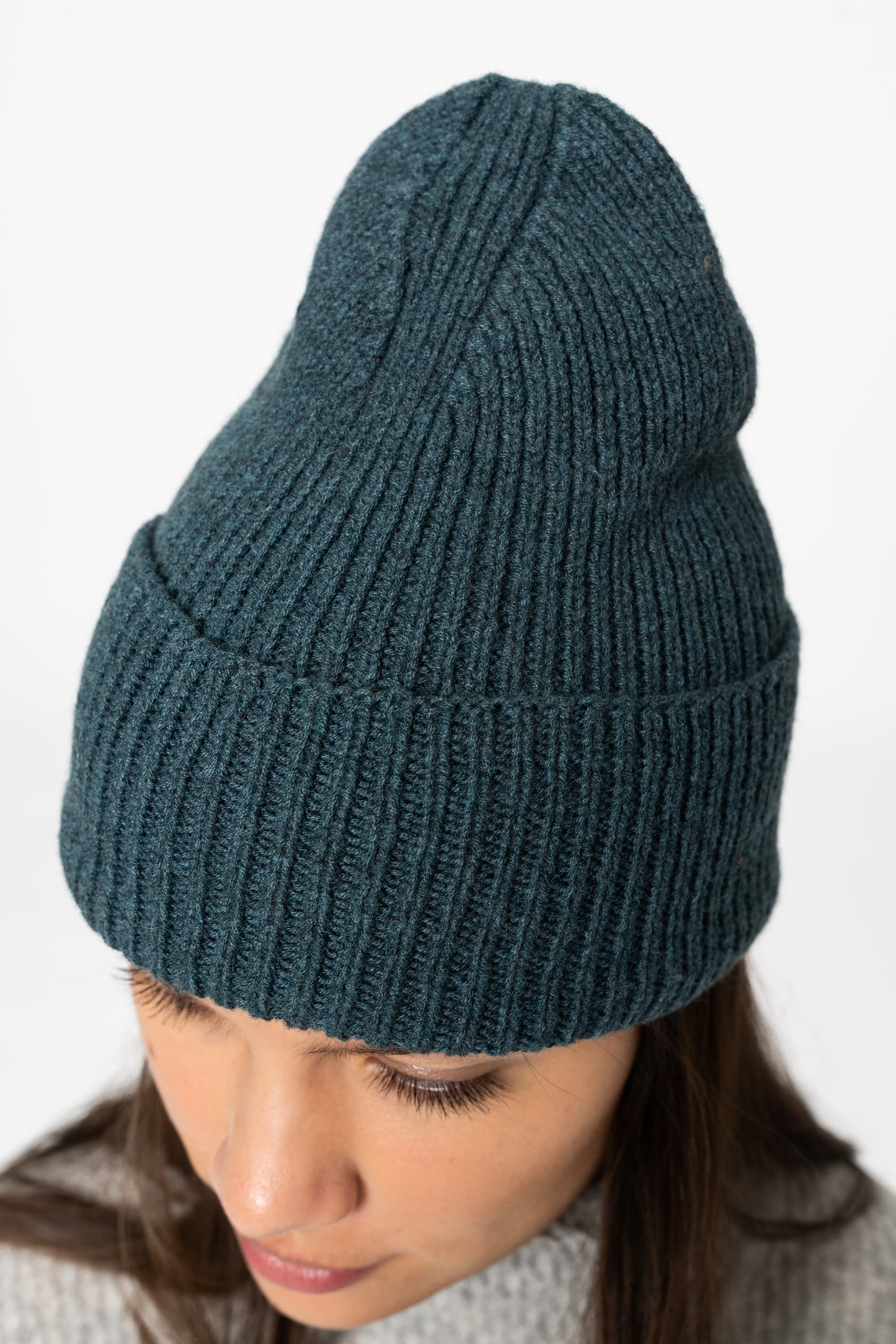MERINO Handknit Rib Hat - Dragonfly Green