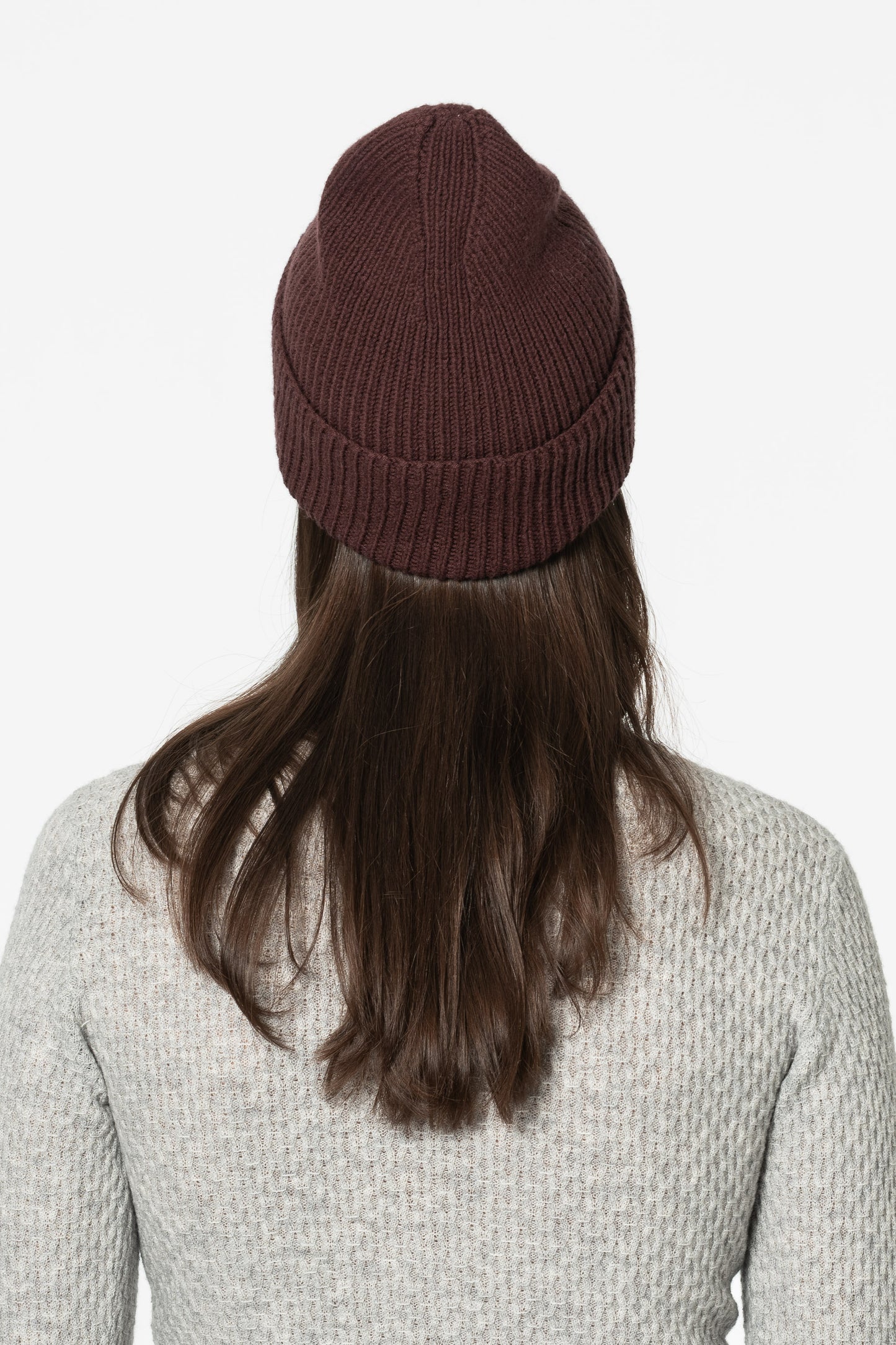 MERINO Handknit Rib Hat - Merlot Red