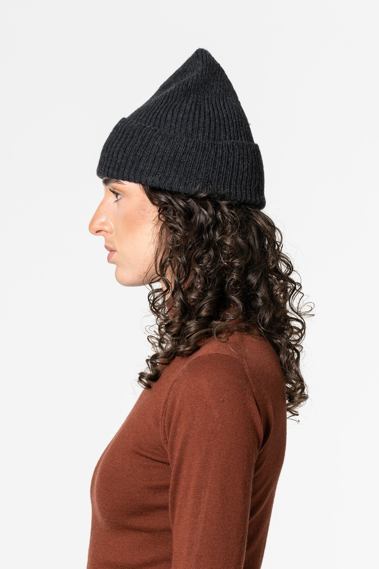 MERINO Handknit Rib Hat - Onyx Grey