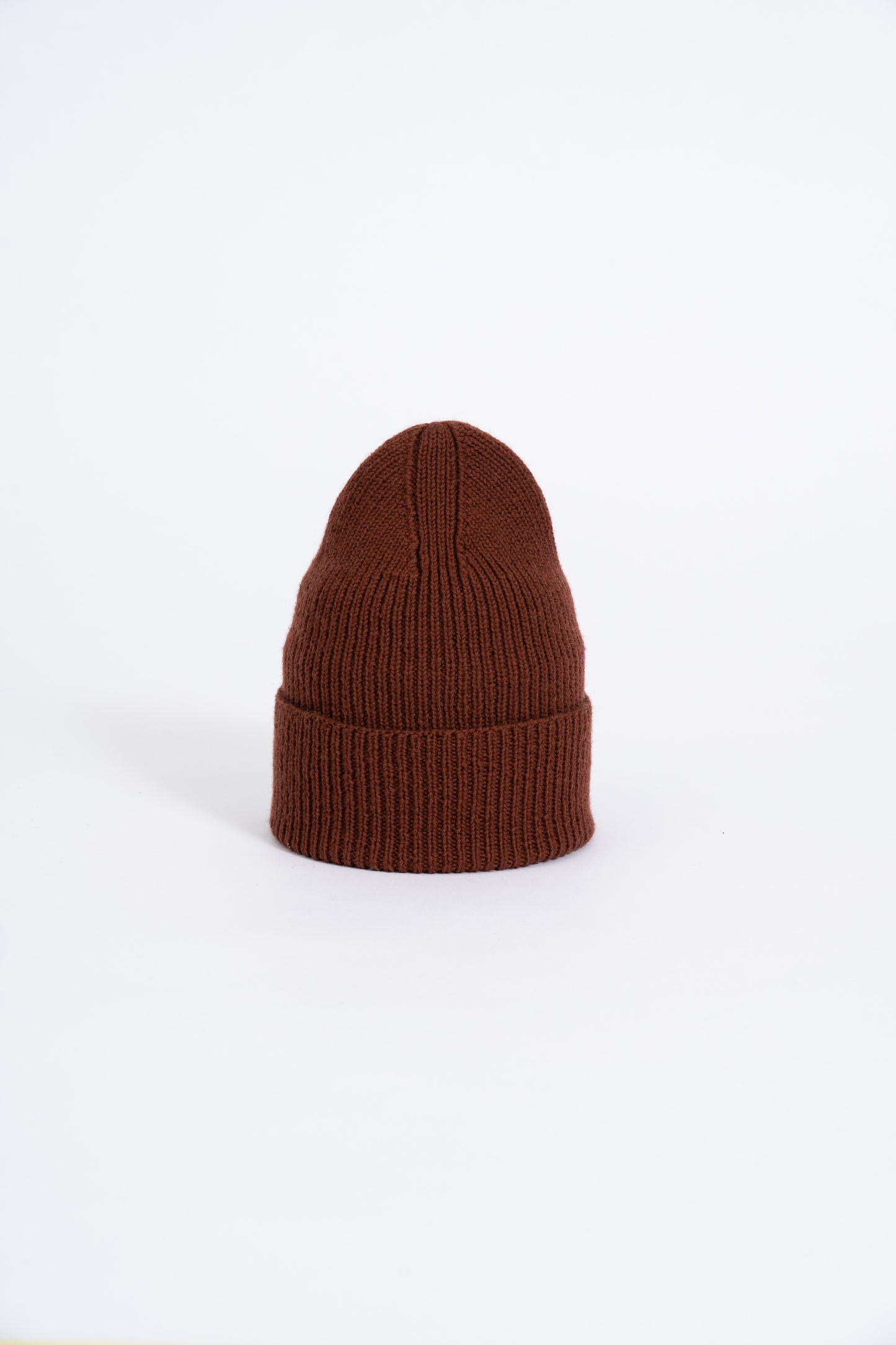 MERINO Handknit Rib Hat - Rust Red