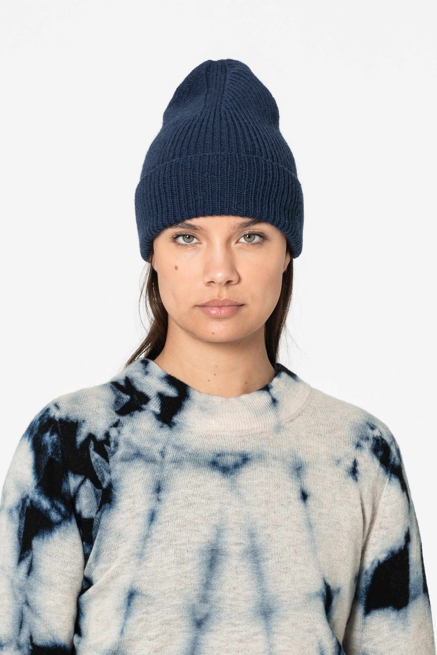 MERINO Handknit Rib Hat - Space Blue