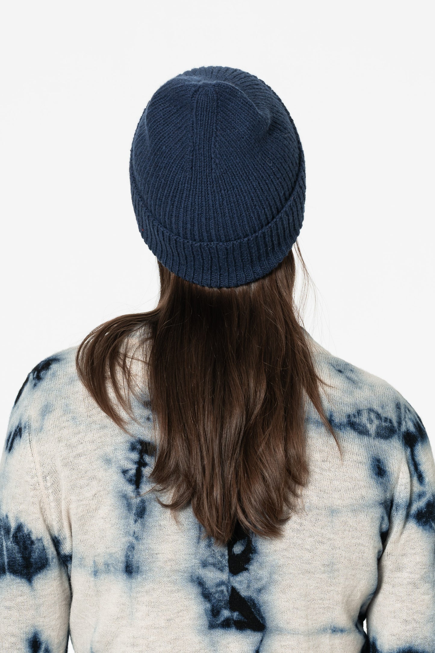MERINO Handknit Rib Hat - Space Blue