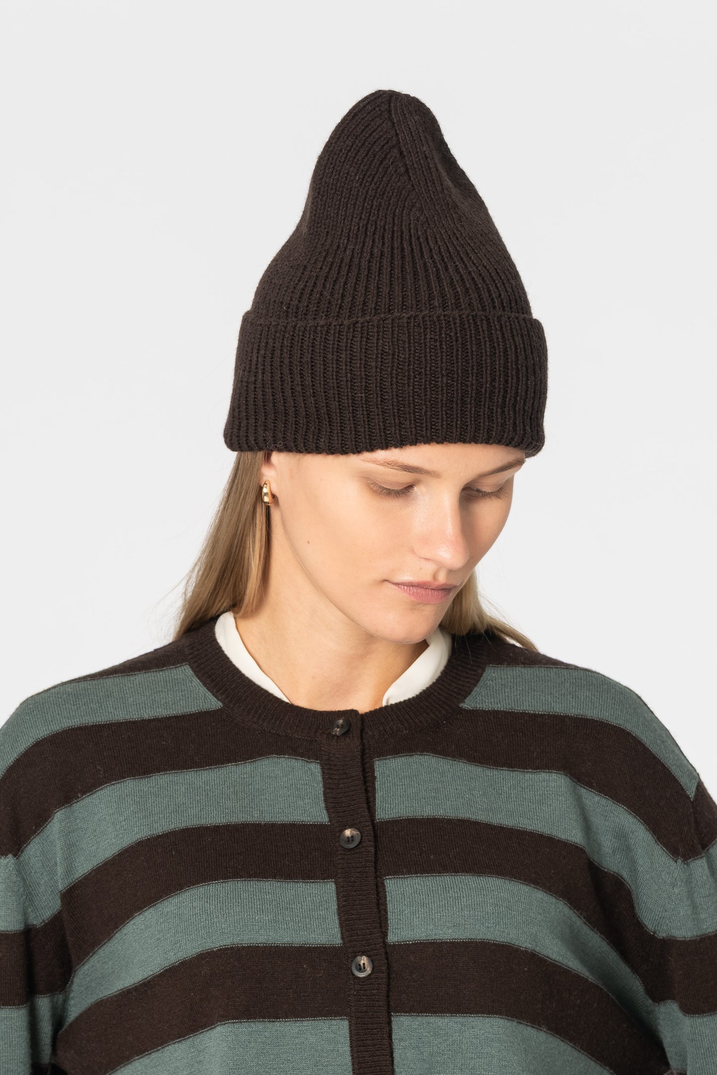 MERINO Handknit Rib Hat - Espresso Brown