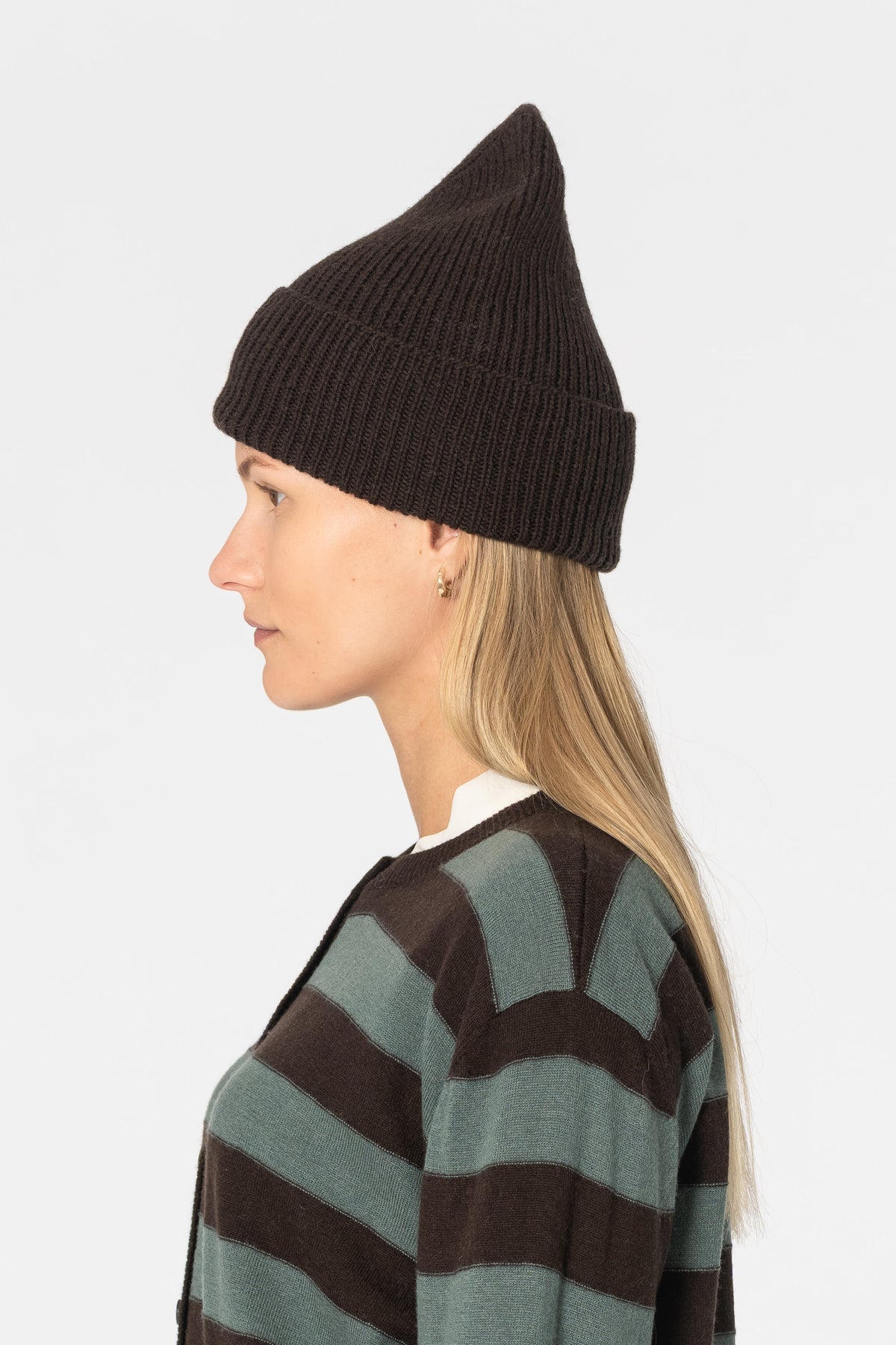 MERINO Handknit Rib Hat - Espresso Brown
