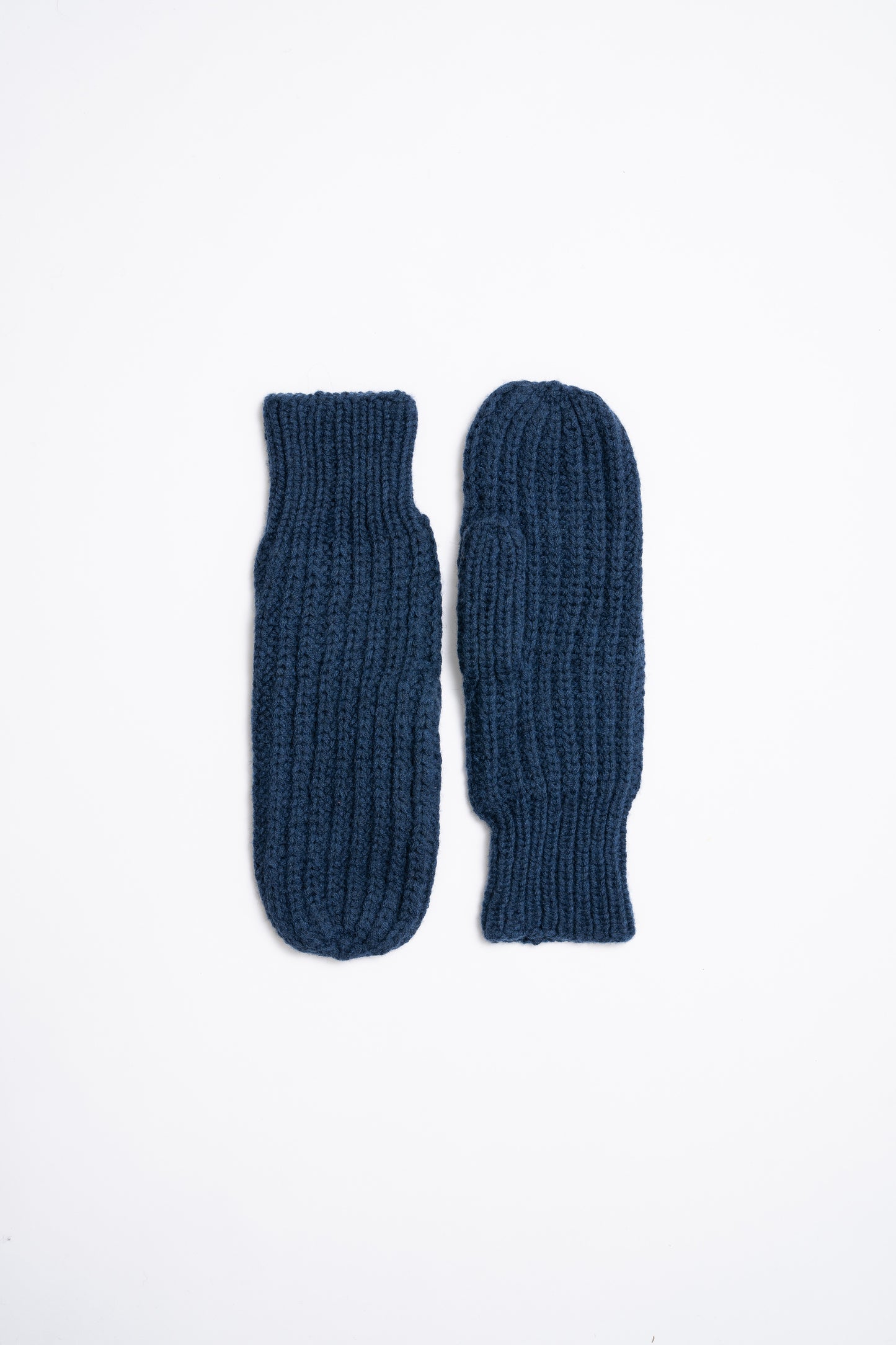 MERINO Handknit Rib Mittens - Indigo Blue