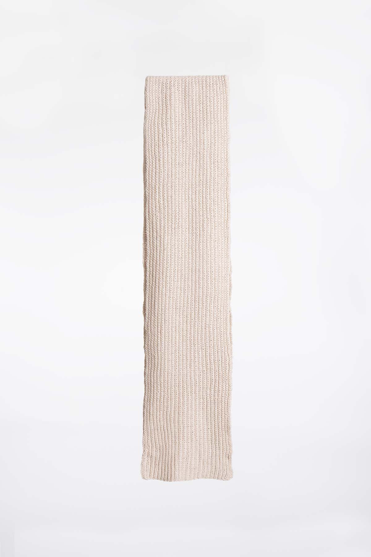 MERINO Handknit Rib Scarf - Almond White