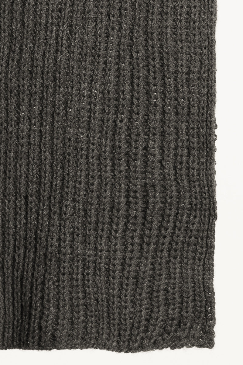 MERINO Handknit Rib Scarf - Mulch Brown