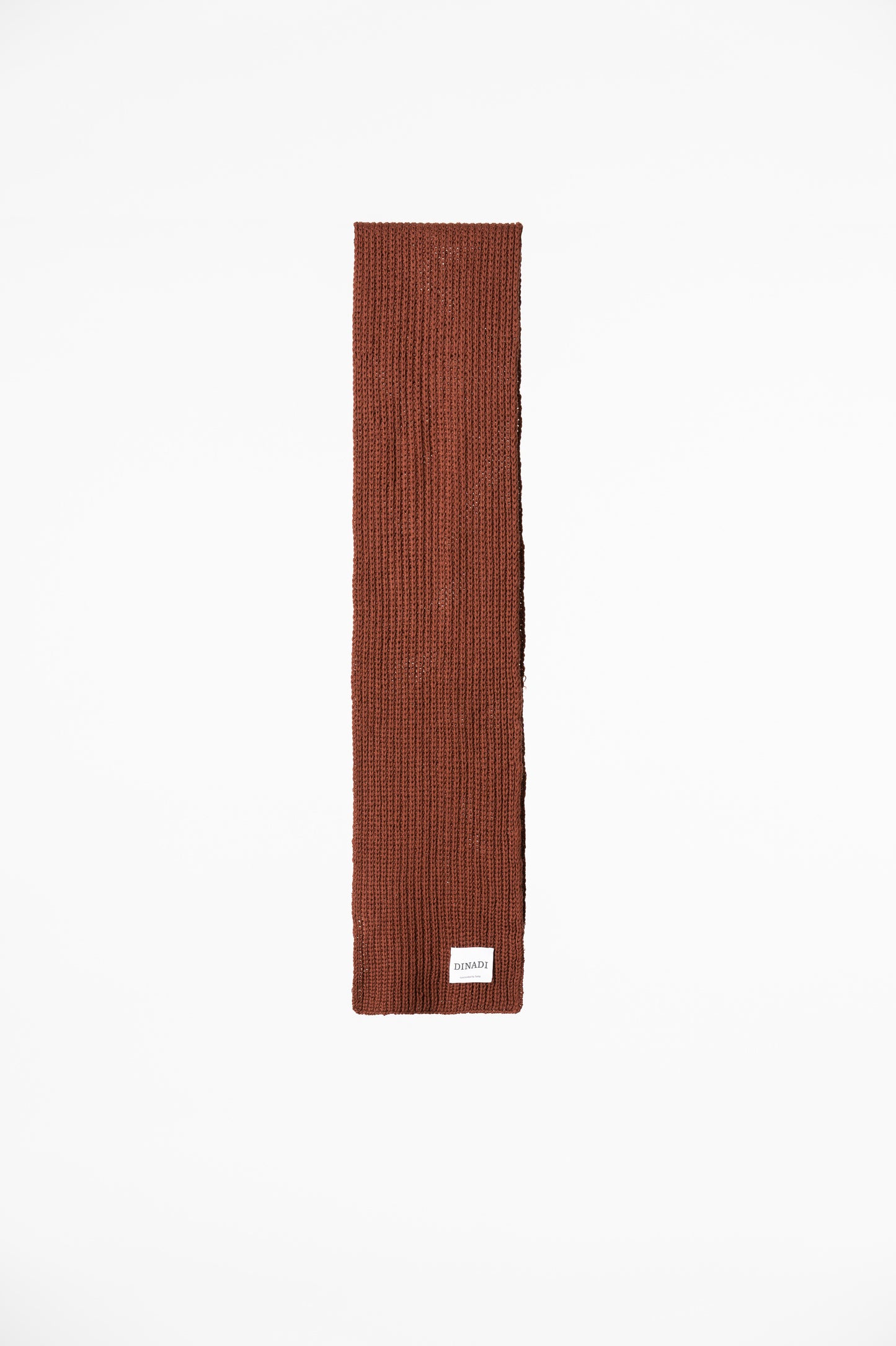 MERINO Handknit Rib Scarf - Rust Red