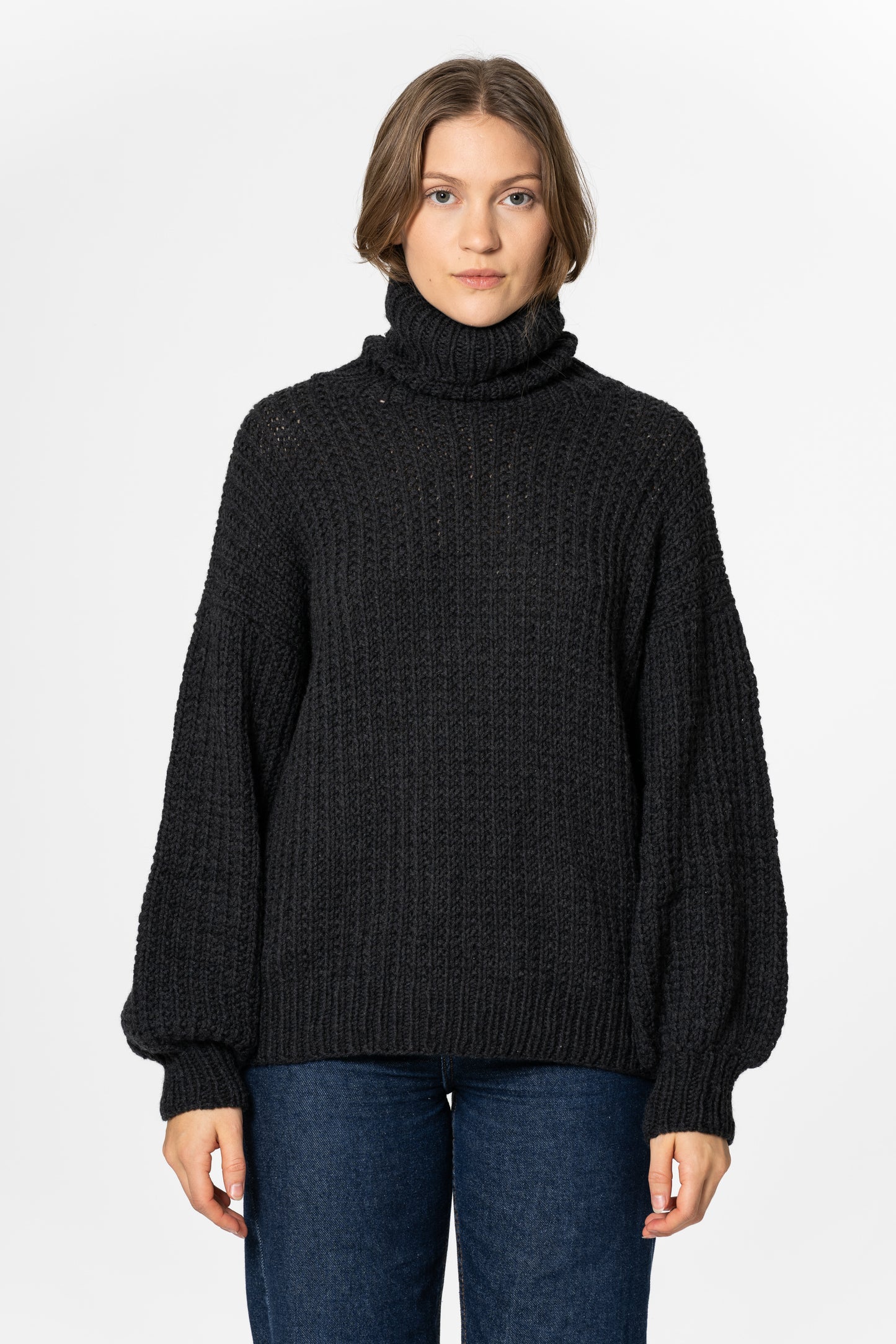 MERINO Handknit Rib Turtleneck - Onyx Grey