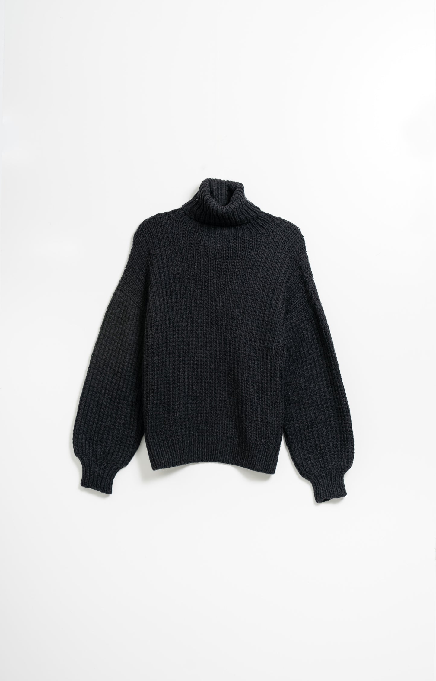 MERINO Handknit Rib Turtleneck - Onyx Grey