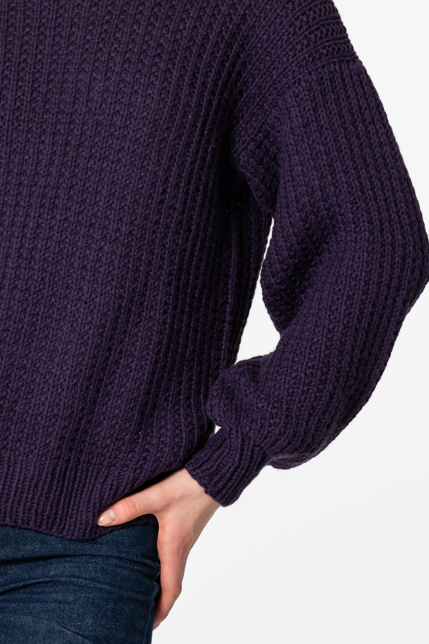 MERINO Handknit Rib Turtleneck - Plum Purple