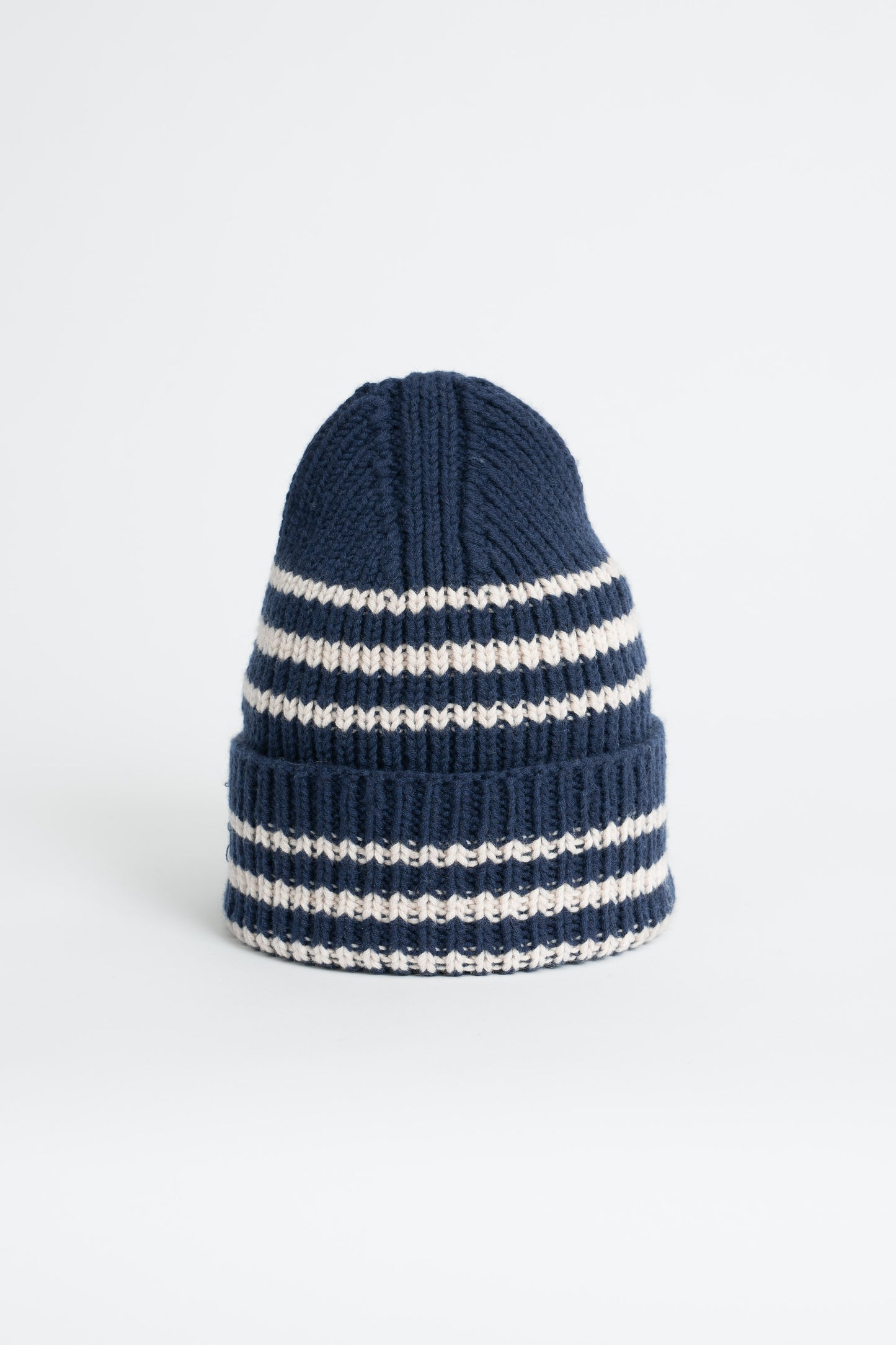 MERINO Handknit Striped Hat - Space Blue