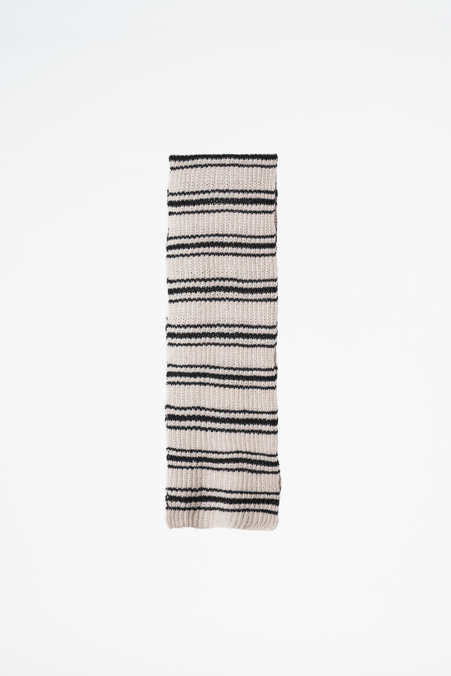 MERINO Handknit Striped Scarf - Almond White