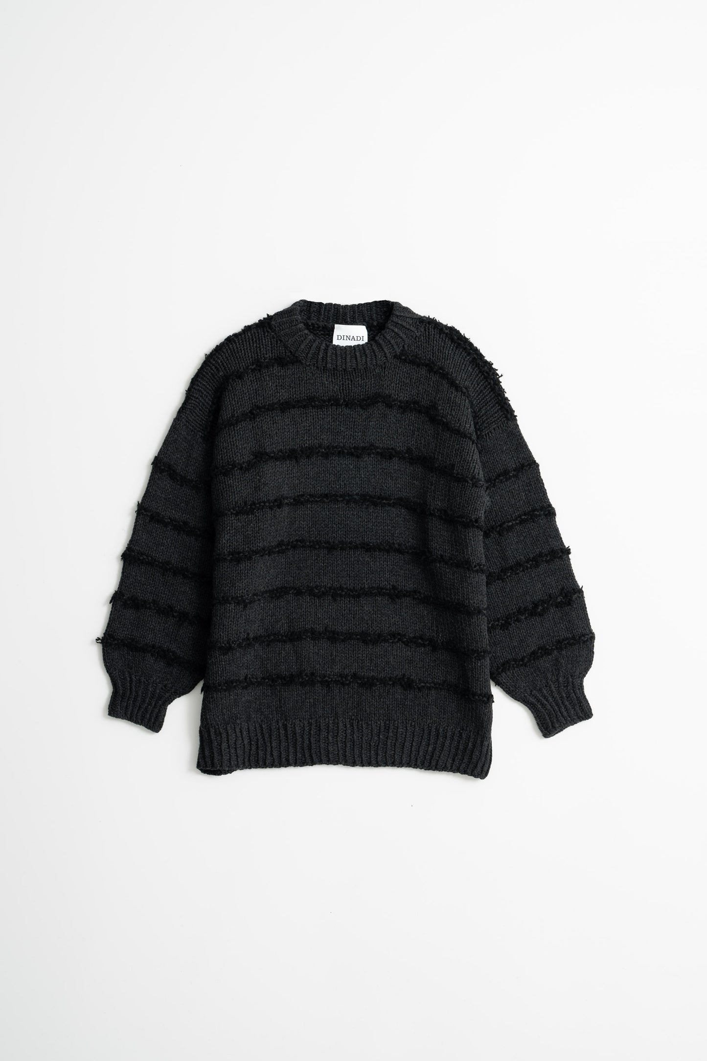 MERINO Handknit Striped Sweater - Onyx Grey