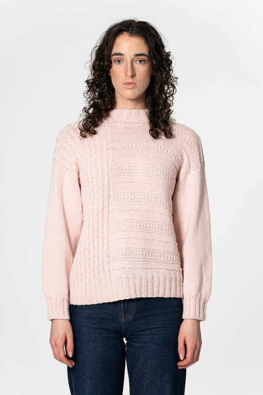 MERINO Handknit Structure Sweater - Blush Pink