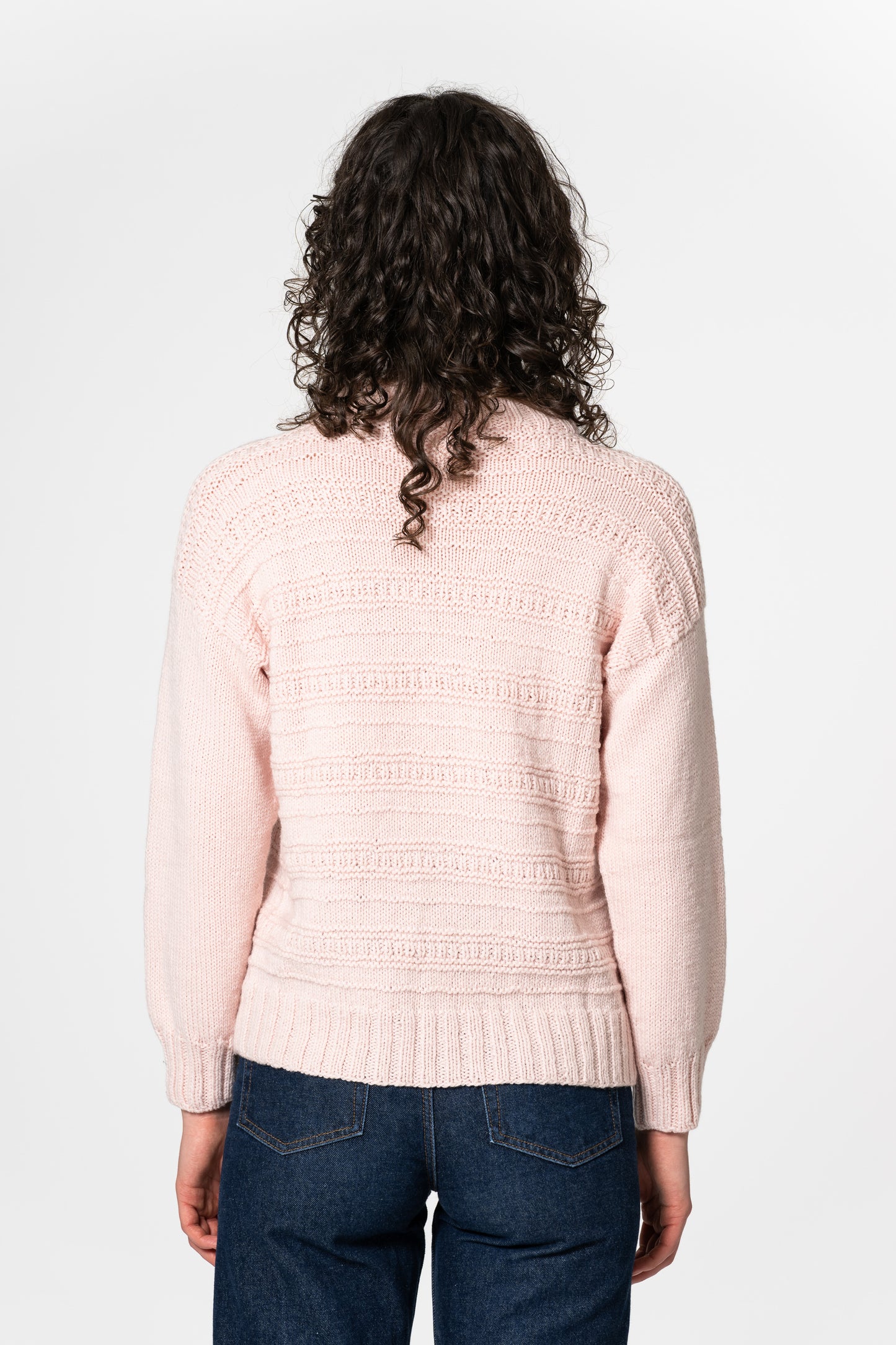 MERINO Handknit Structure Sweater - Blush Pink