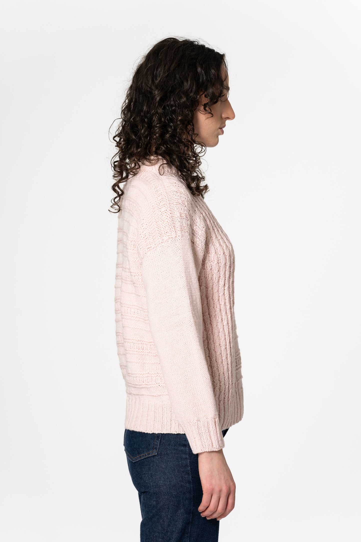 MERINO Handknit Structure Sweater - Blush Pink