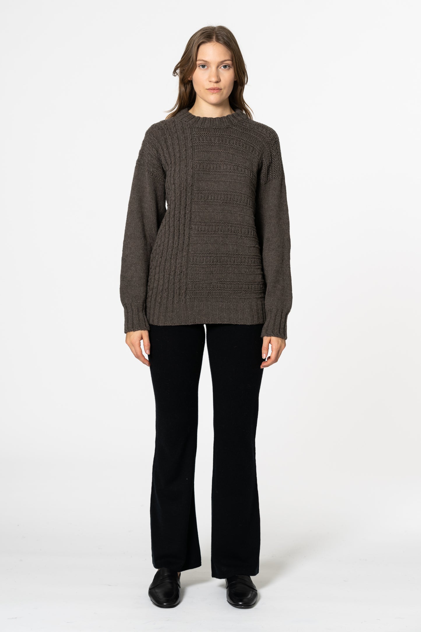 MERINO Handknit Structure Sweater - Mulch Brown