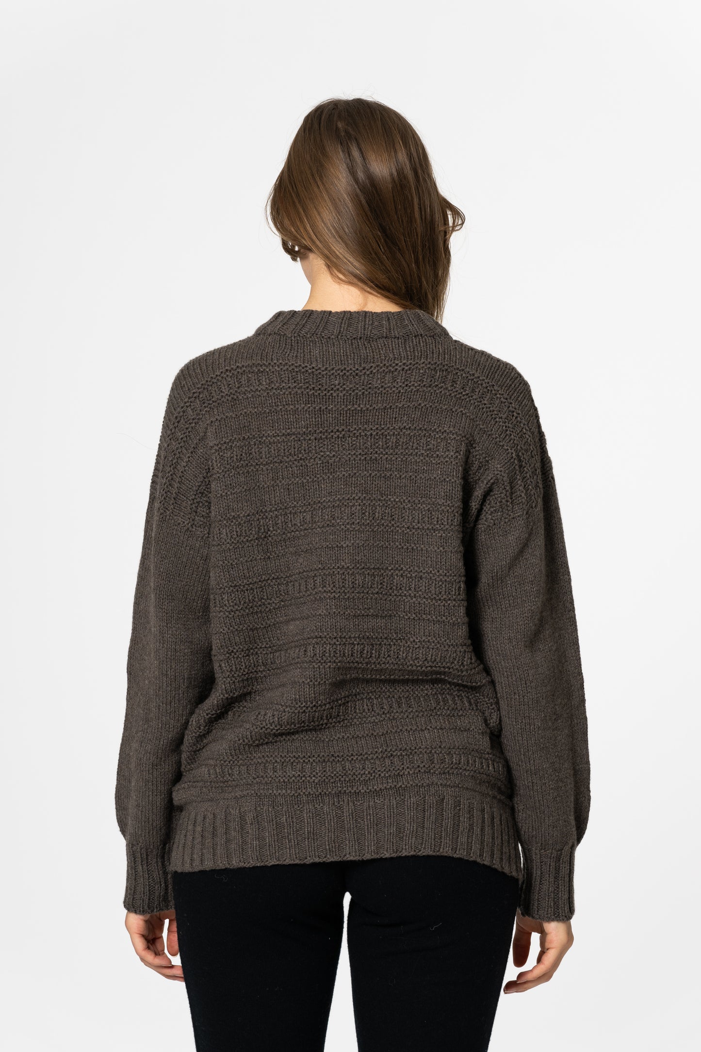 MERINO Handknit Structure Sweater - Mulch Brown