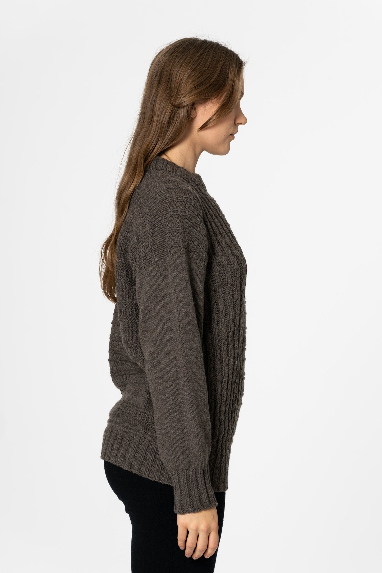 MERINO Handknit Structure Sweater - Mulch Brown