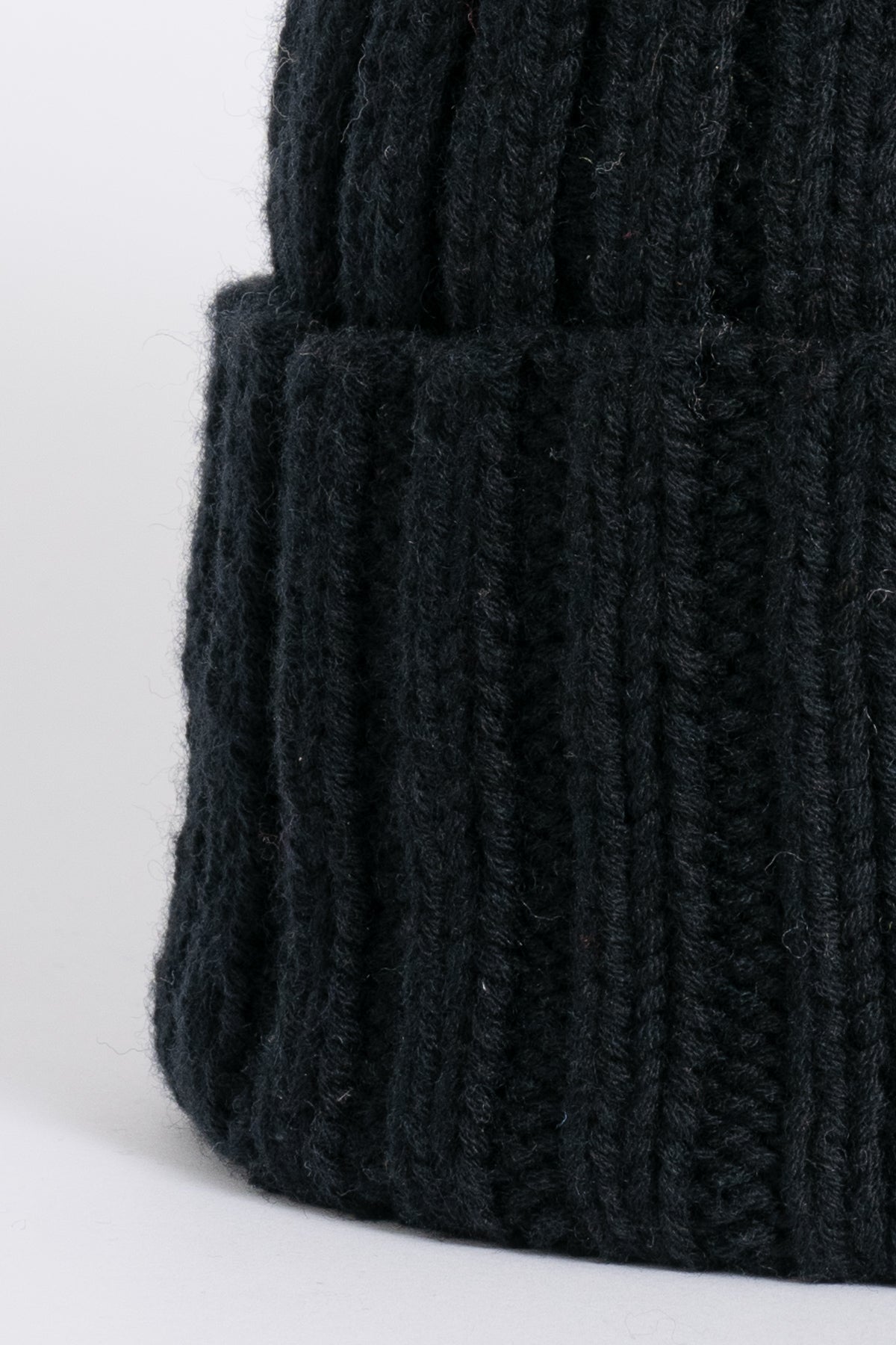 MERINO Handknit Thick Rib Hat - Black