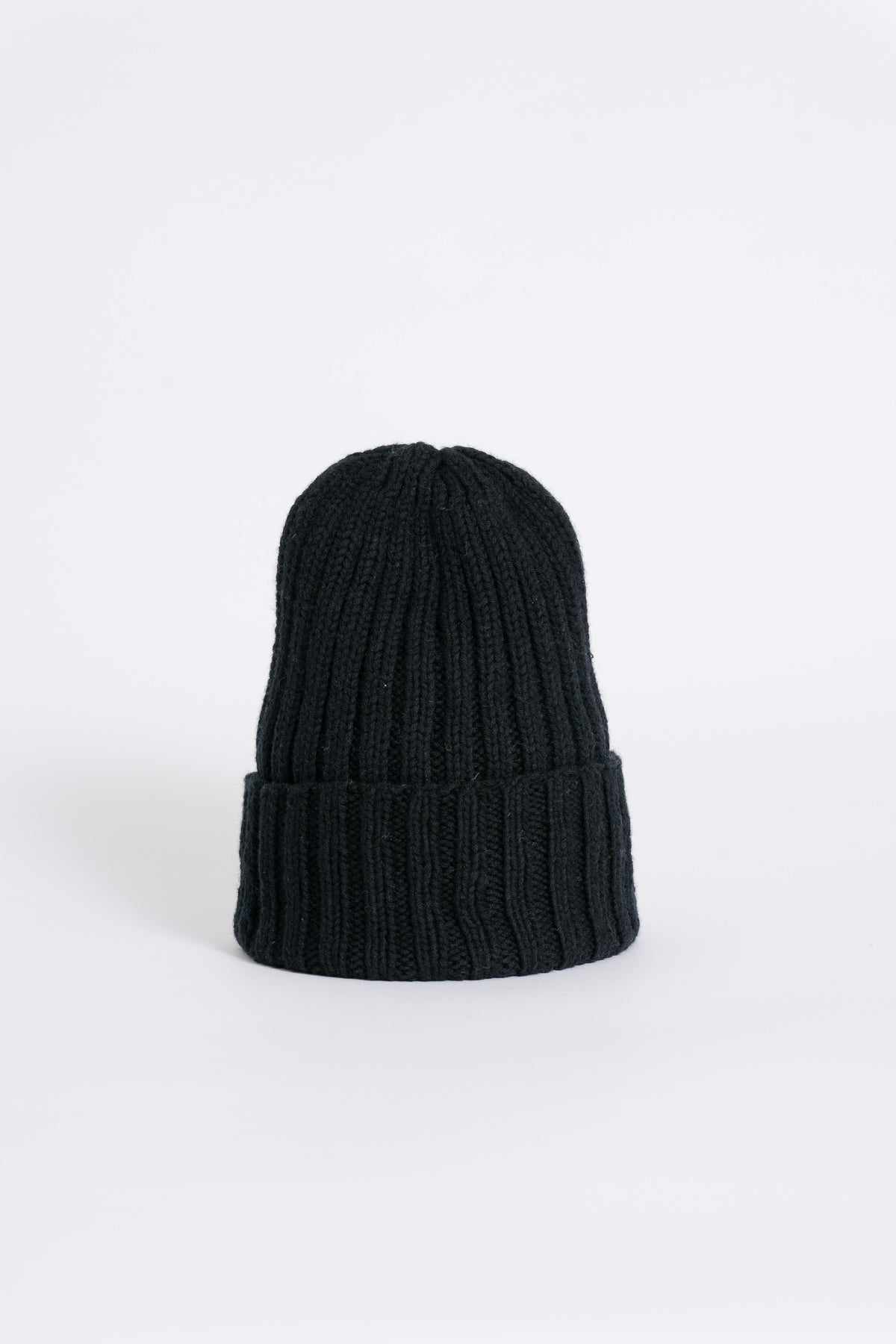 MERINO Handknit Thick Rib Hat - Black