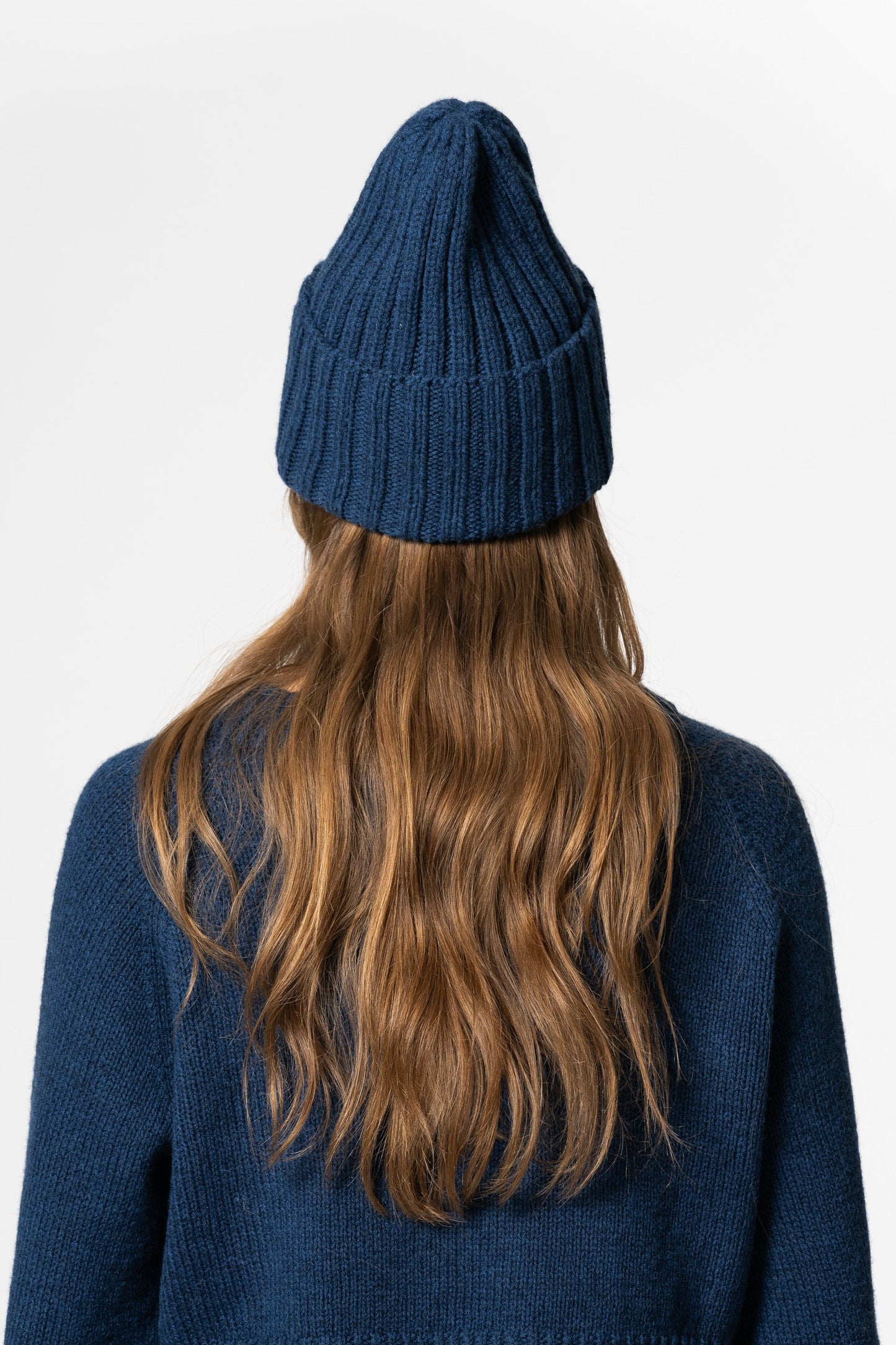 MERINO Handknit Thick Rib Hat - Indigo Blue