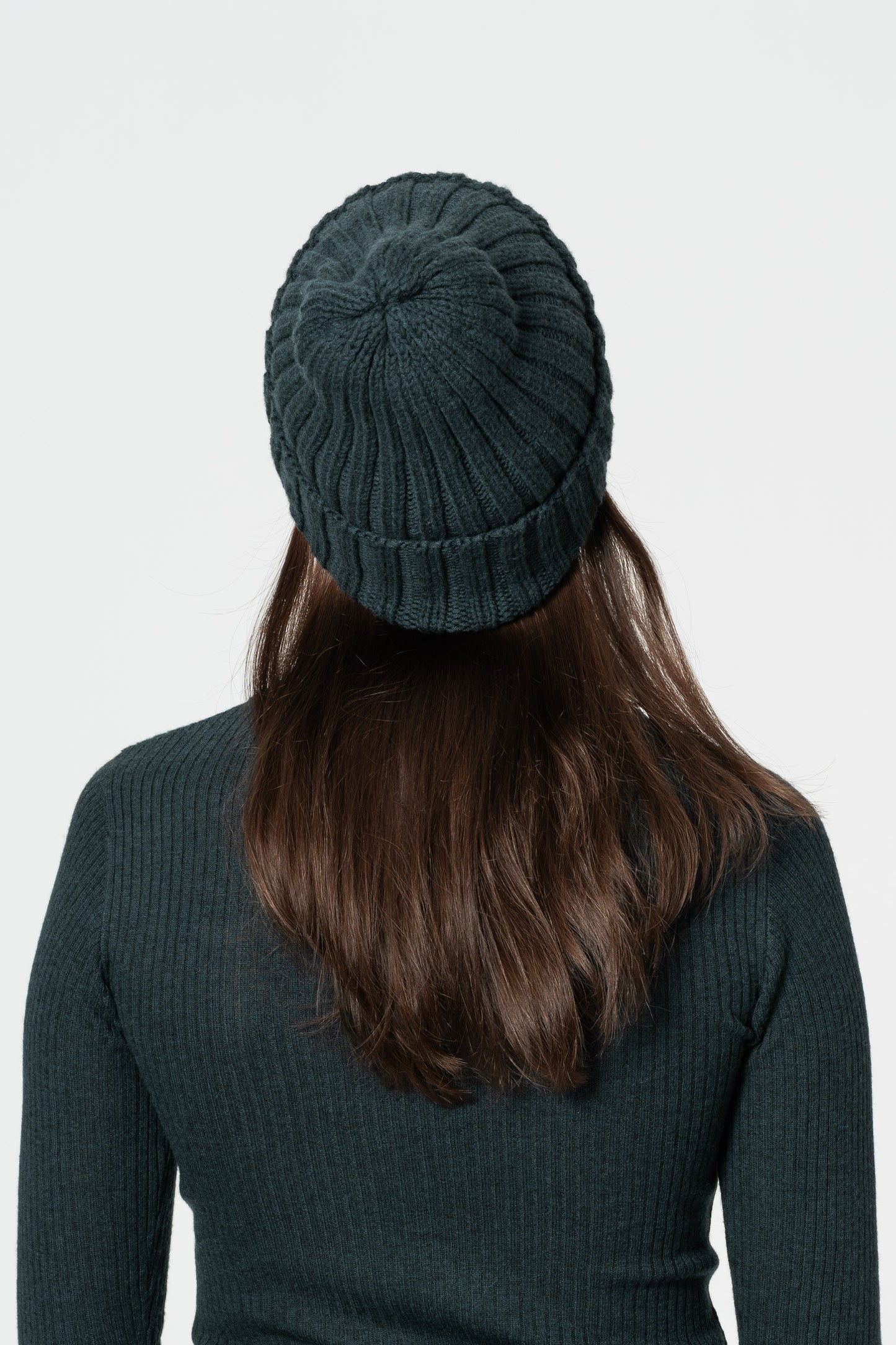 MERINO Handknit Thick Rib Hat - Peacock Green