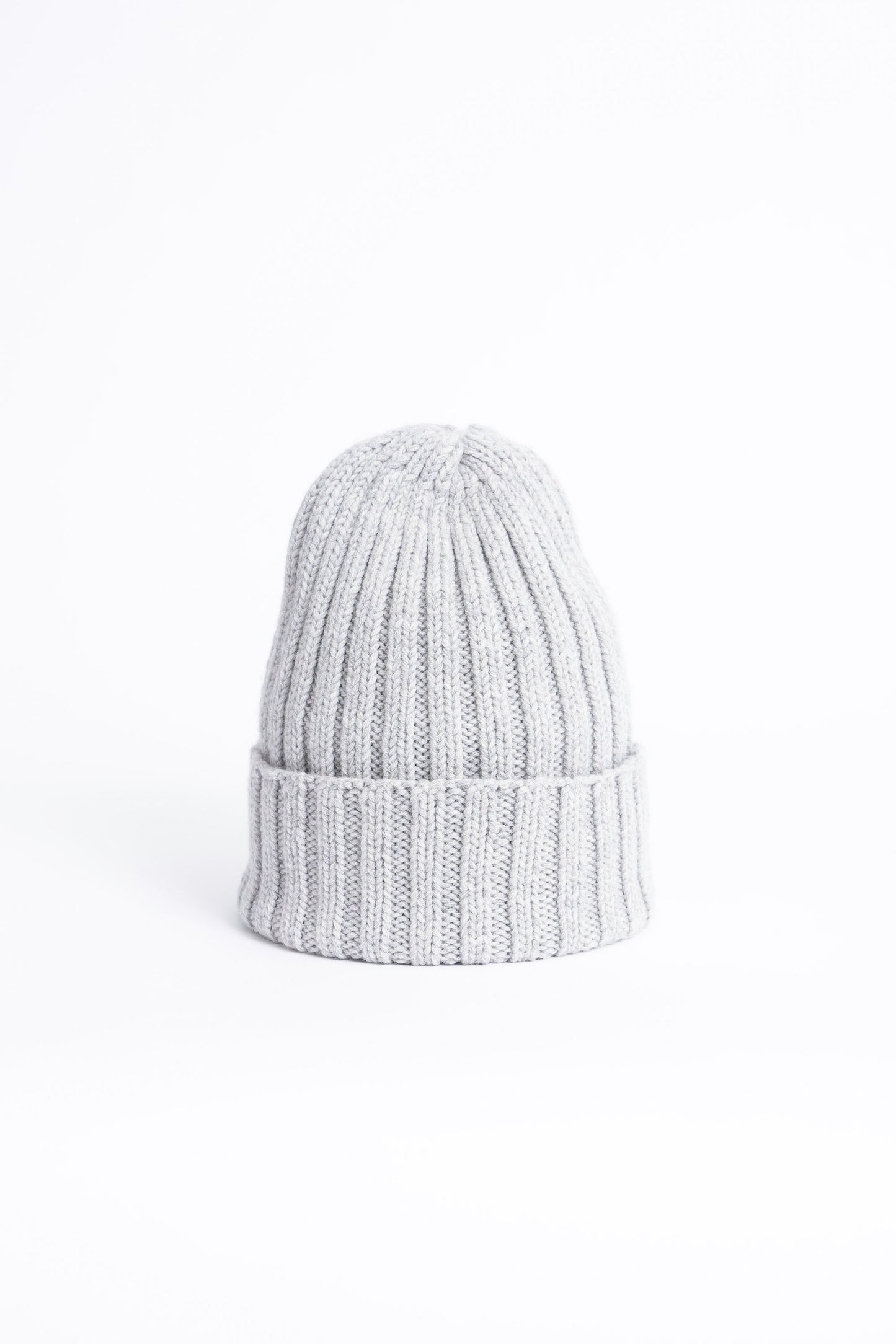 MERINO Handknit Thick Rib Hat - Silver Grey