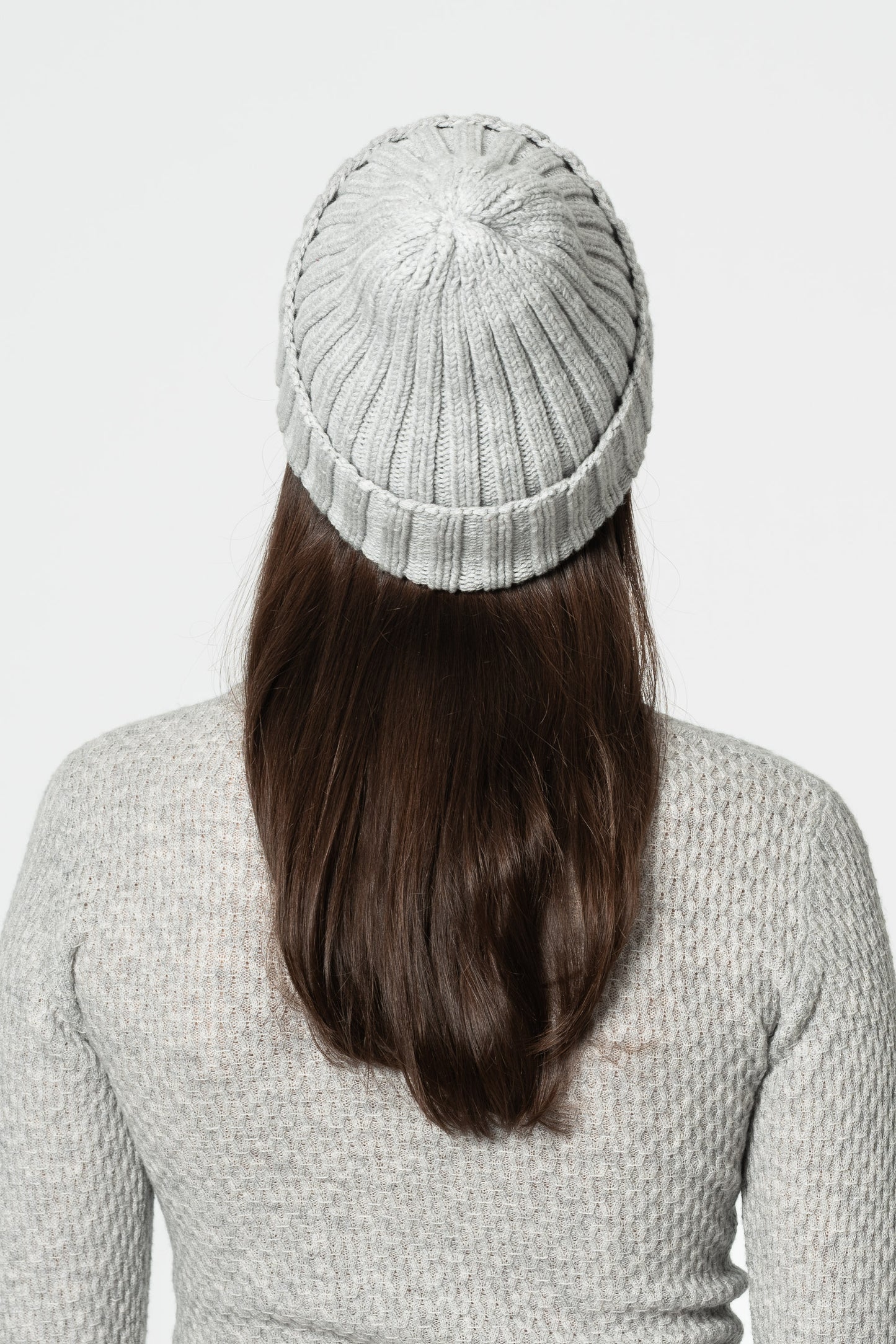 MERINO Handknit Thick Rib Hat - Silver Grey