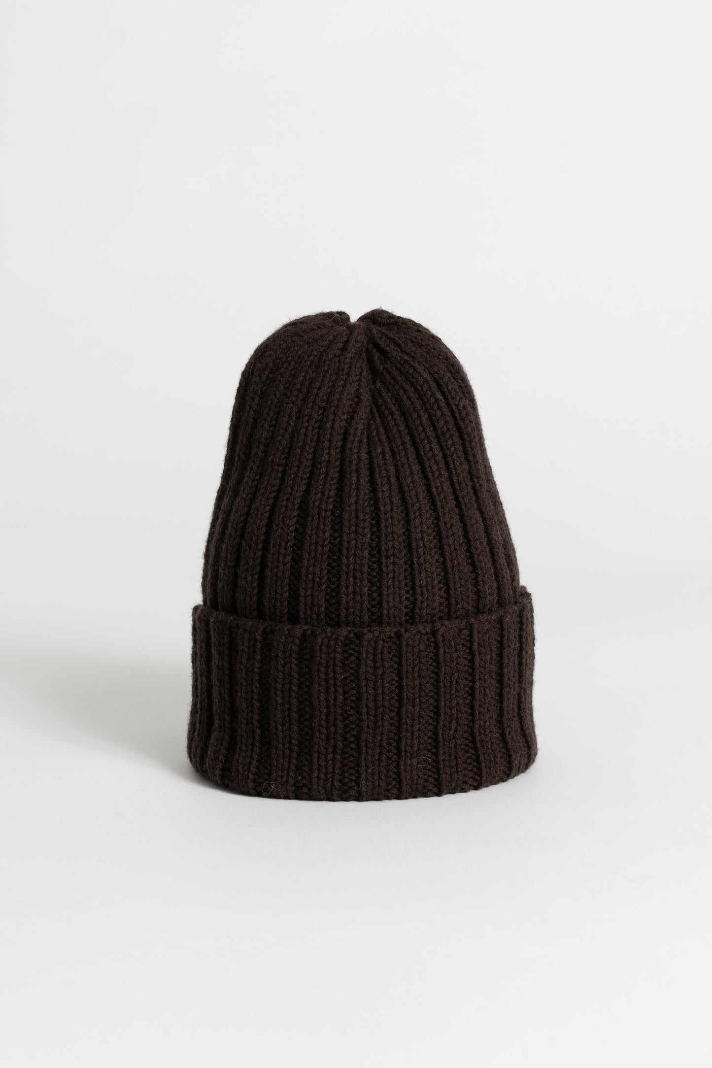 MERINO Handknit Thick Rib Hat - Espresso Brown