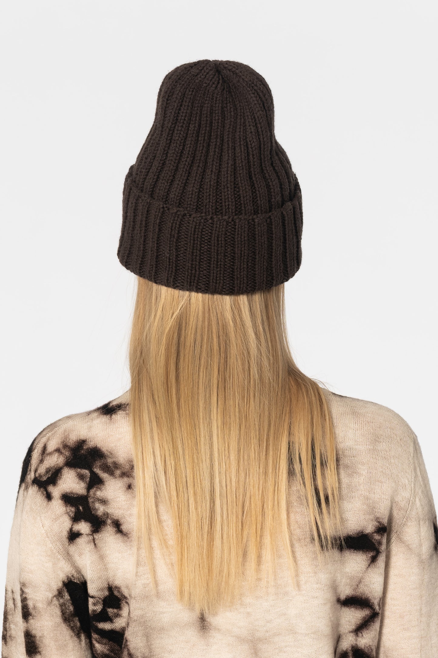 MERINO Handknit Thick Rib Hat - Espresso Brown
