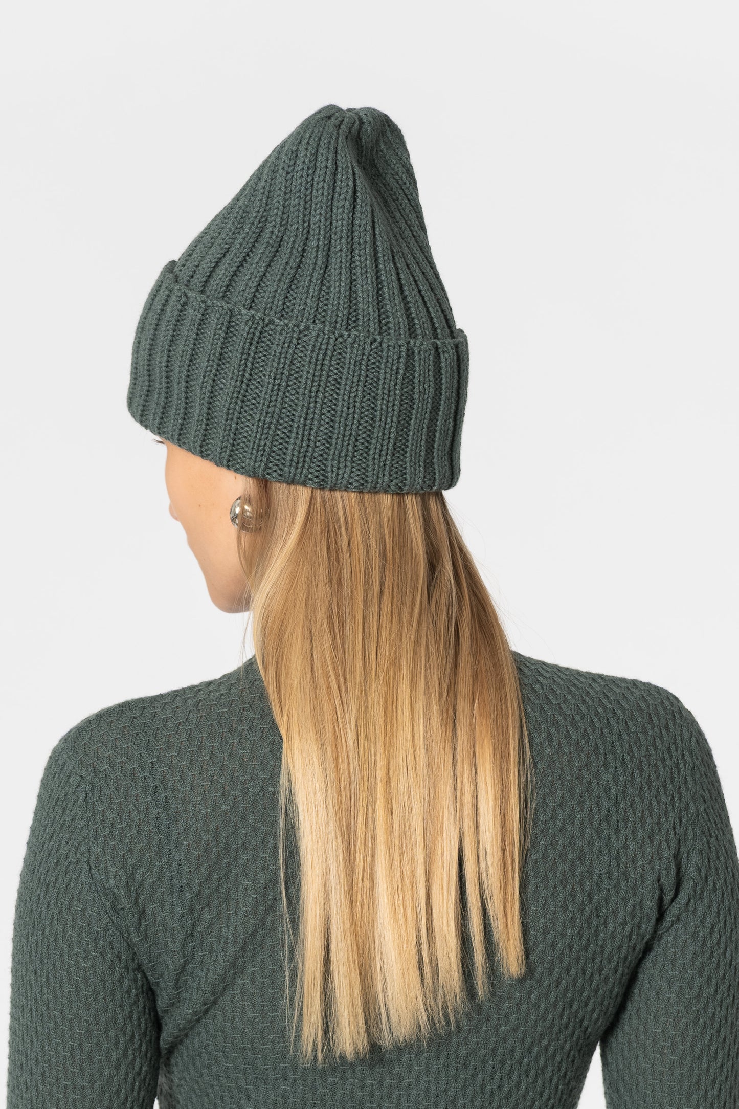 MERINO Handknit Thick Rib Hat - Sage Green