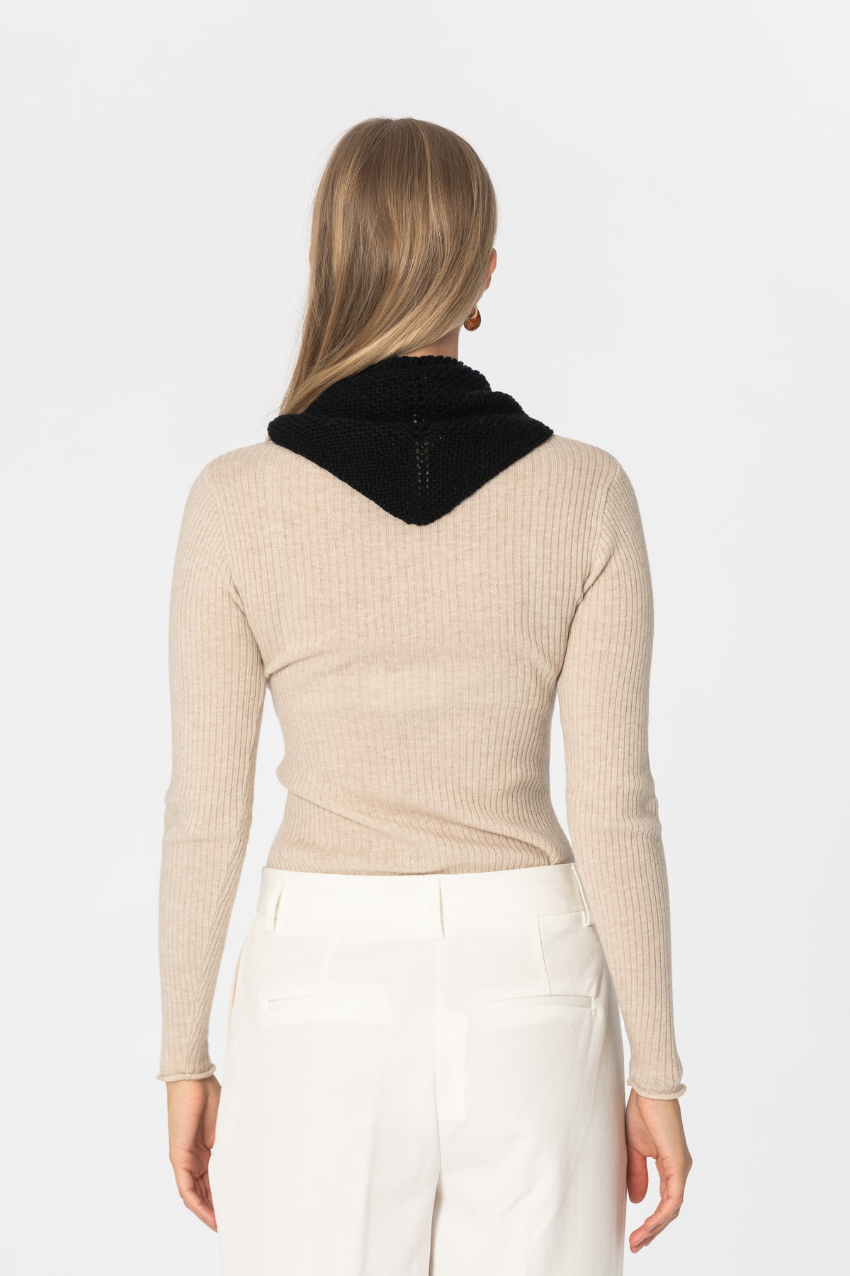 MERINO Handknit Triangle Scarf - Black