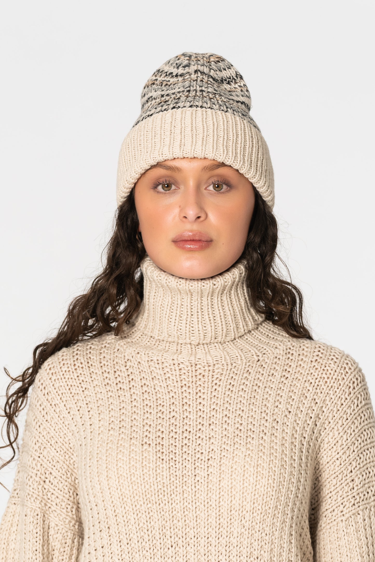 MERINO Handknit Zero Waste Hat - Almond White