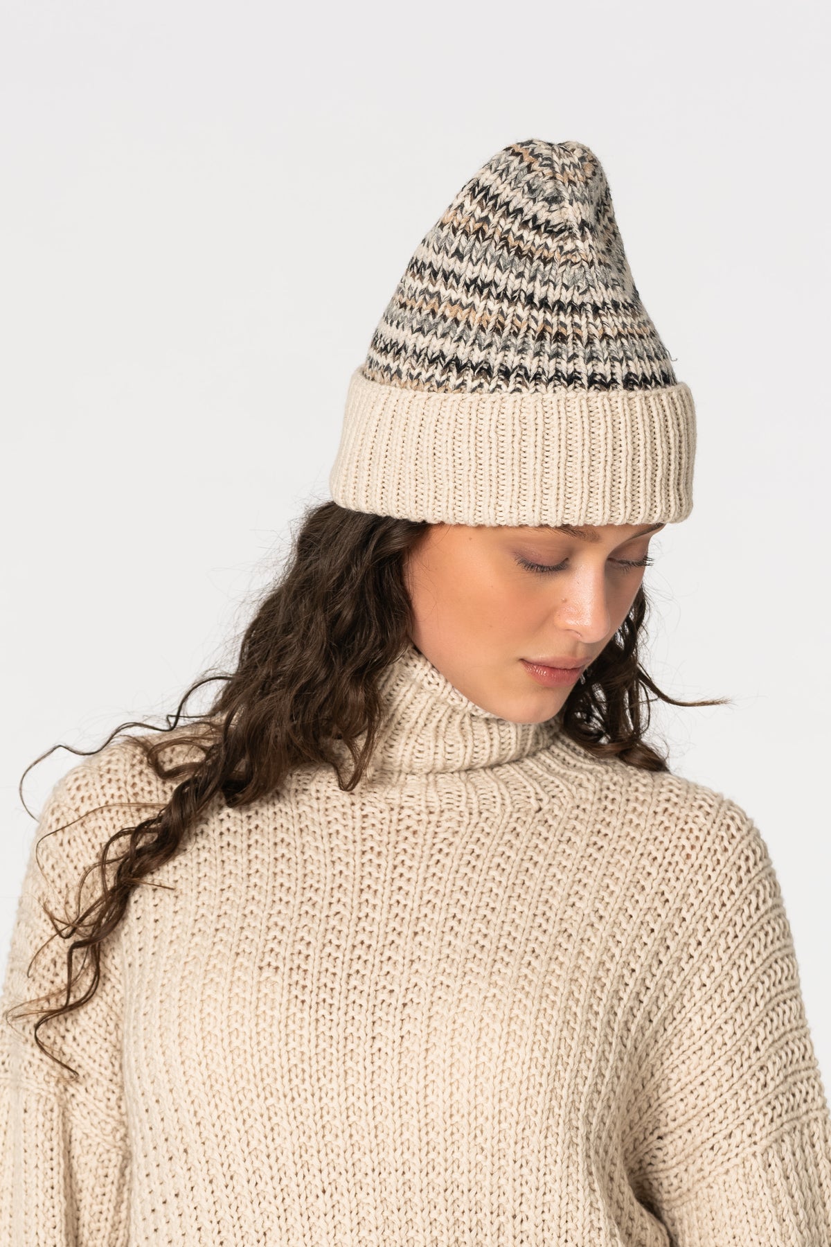 MERINO Handknit Zero Waste Hat - Almond White