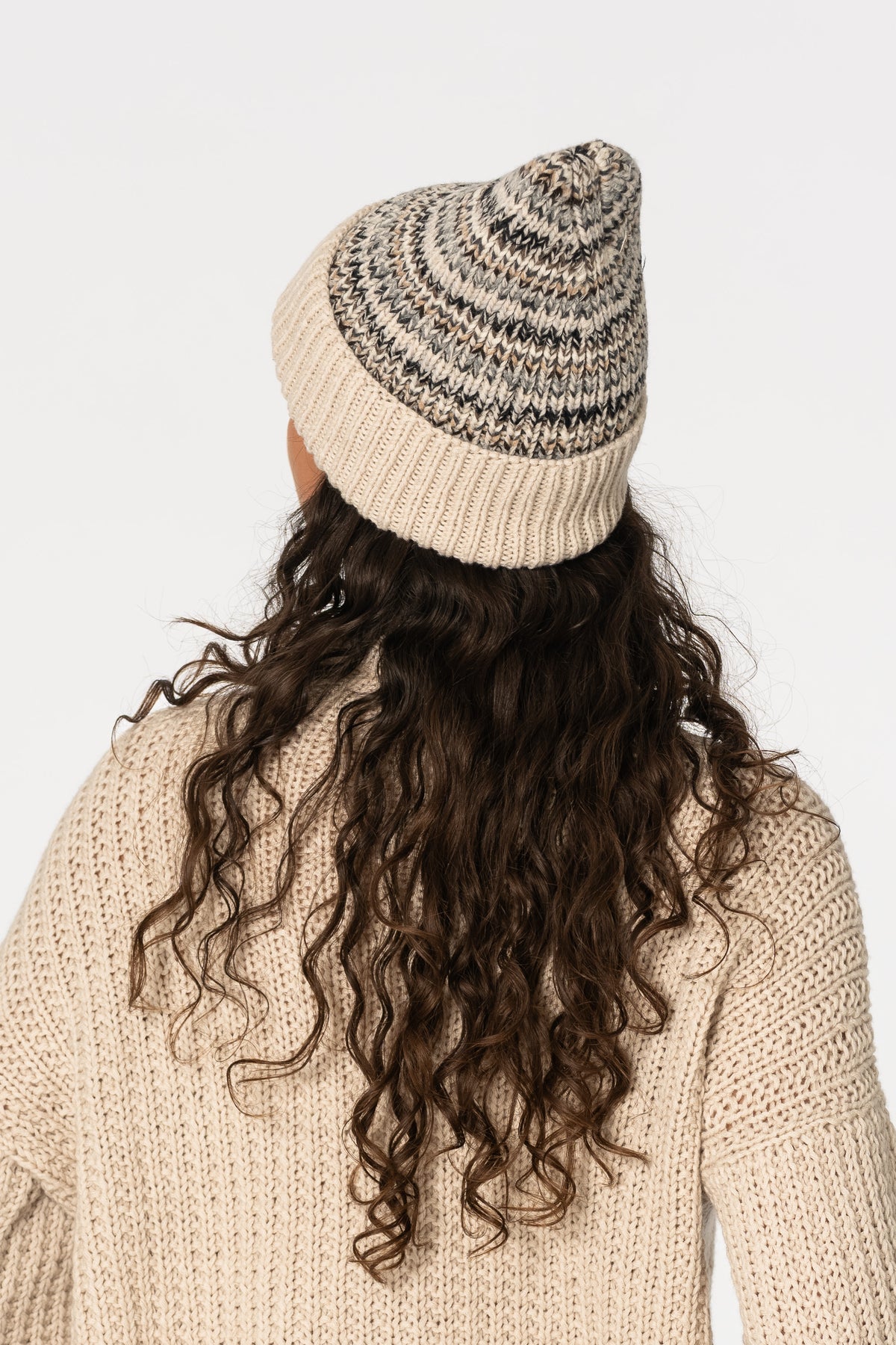 MERINO Handknit Zero Waste Hat - Almond White