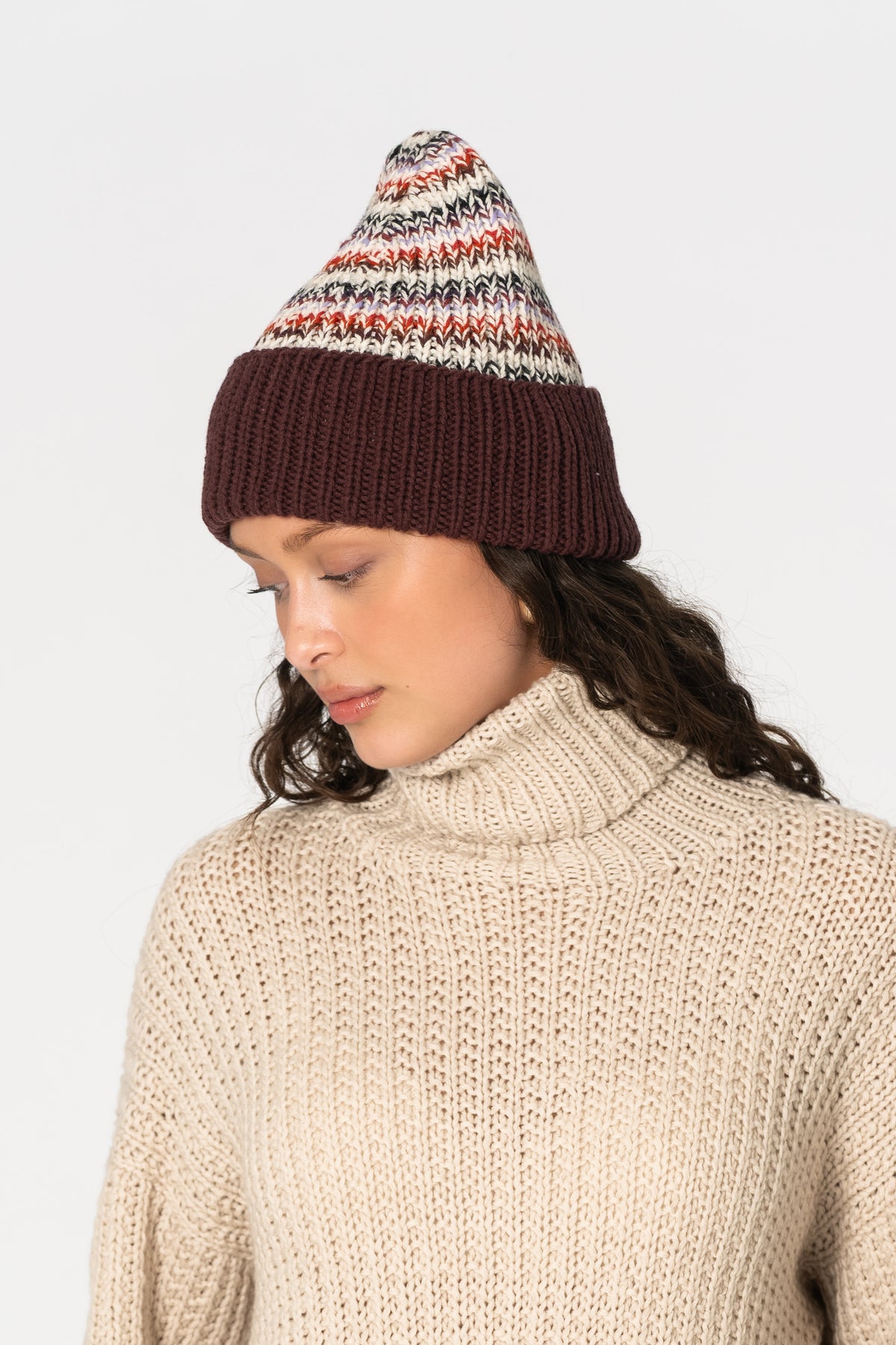 MERINO Handknit Zero Waste Hat - Merlot Red