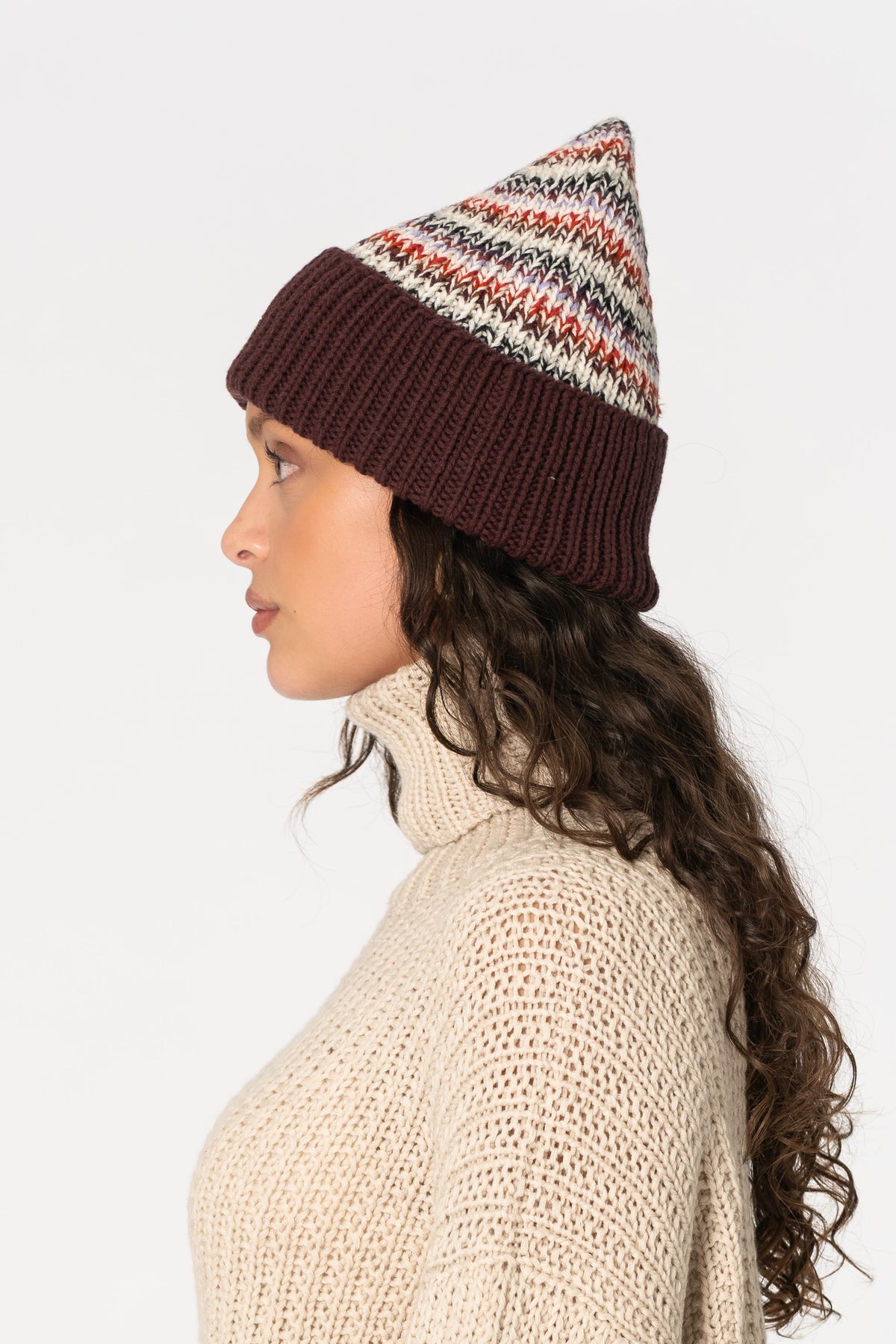 MERINO Handknit Zero Waste Hat - Merlot Red