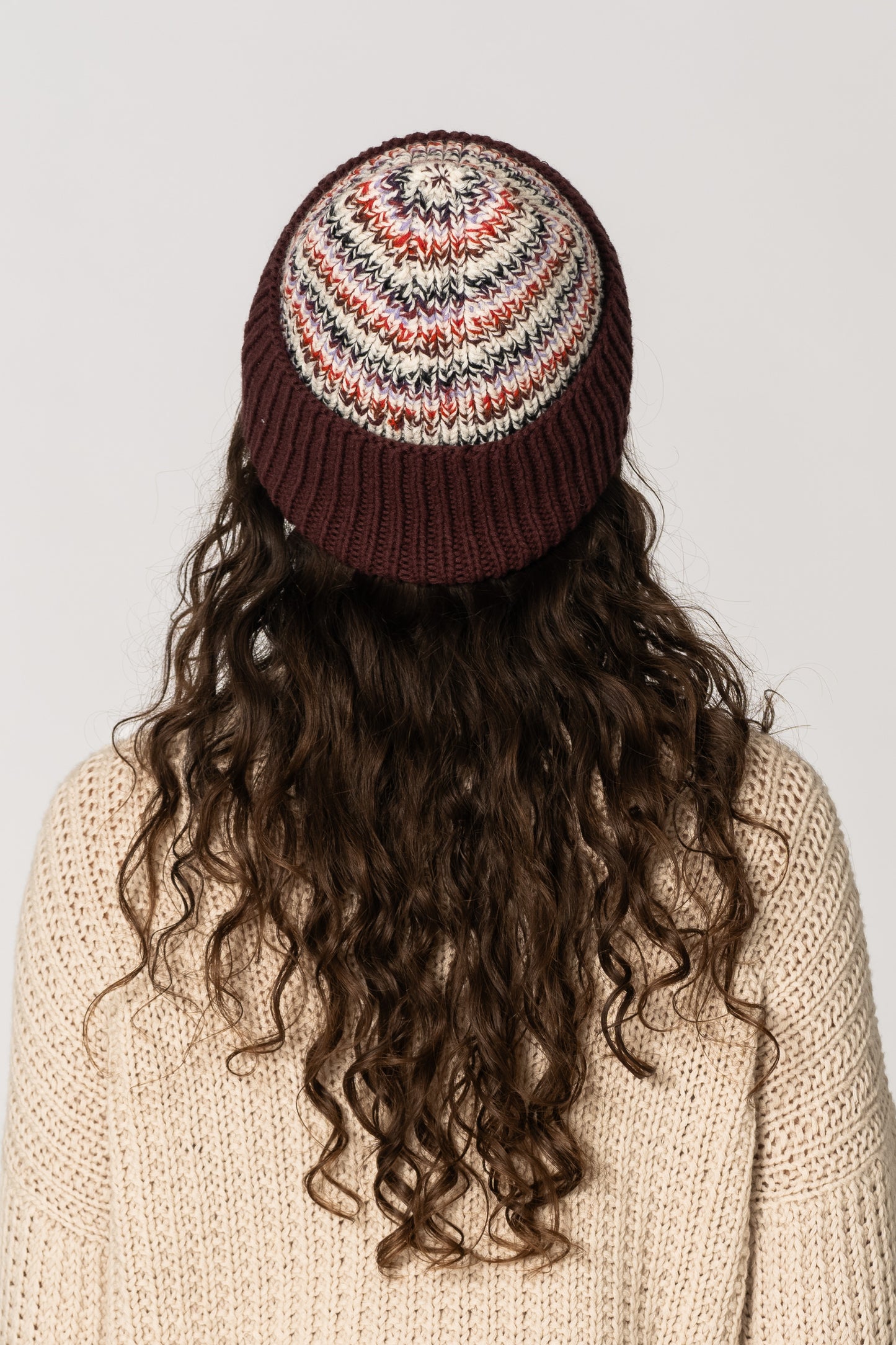 MERINO Handknit Zero Waste Hat - Merlot Red