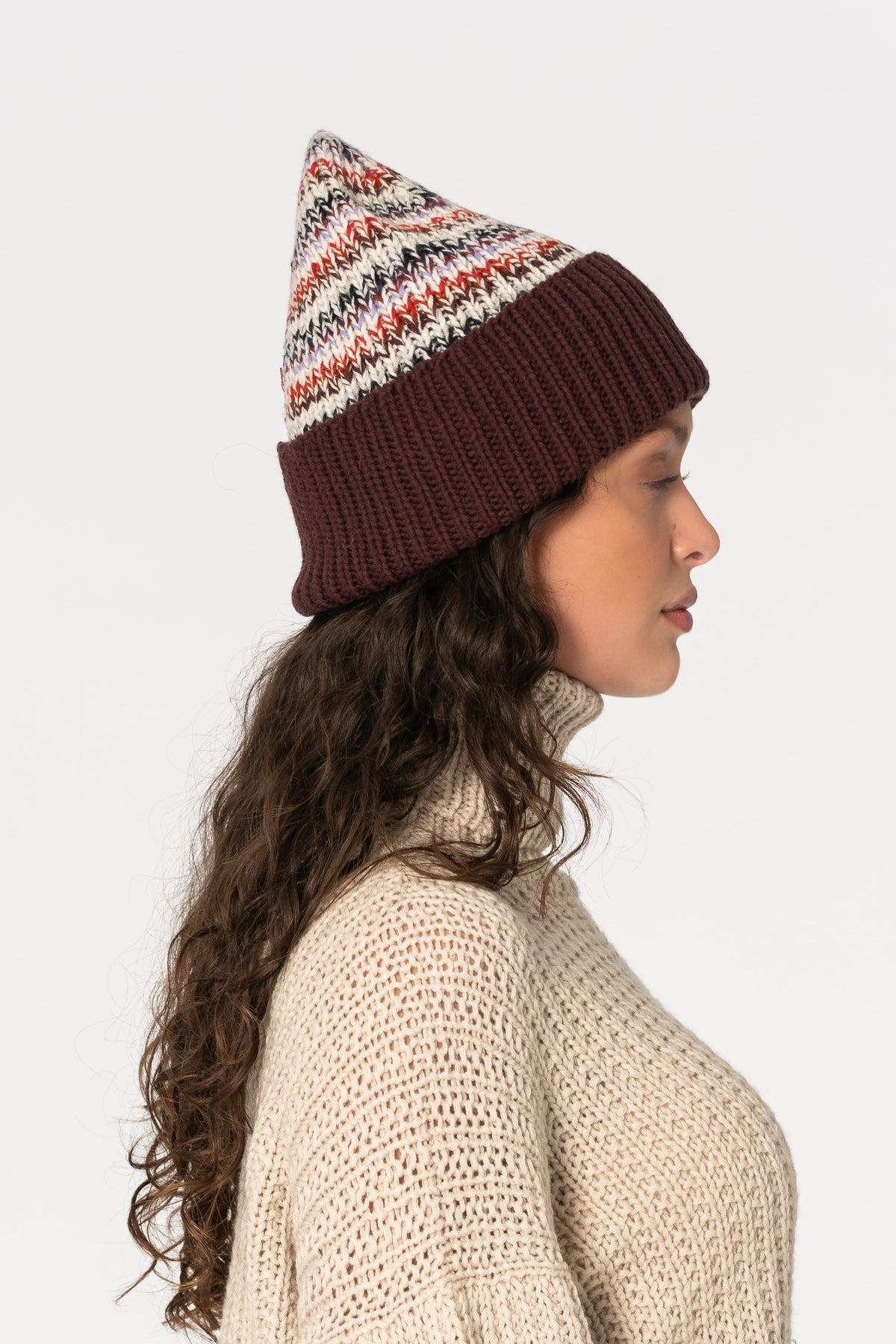 MERINO Handknit Zero Waste Hat - Merlot Red