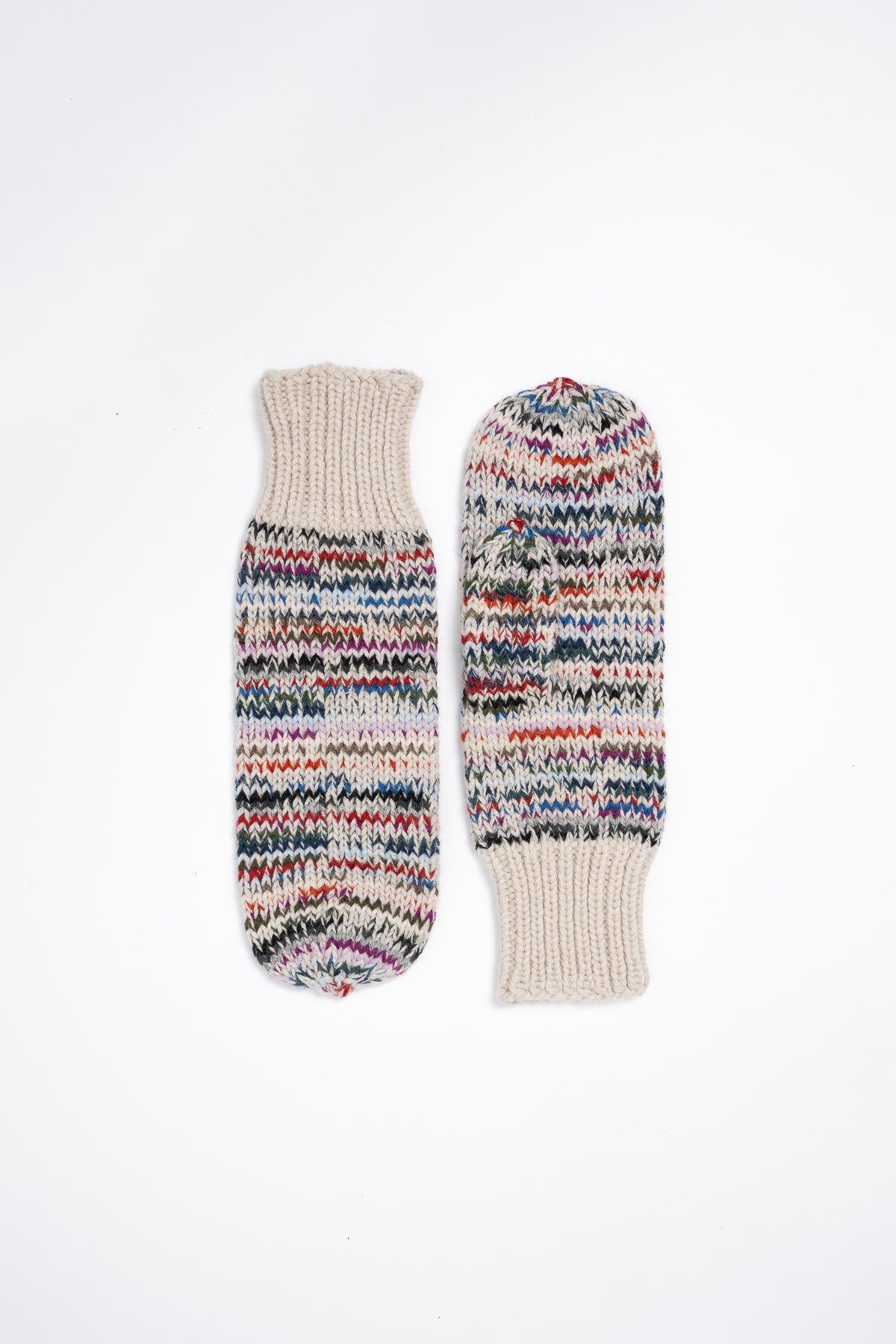 MERINO Handknit Zero Waste Mittens - Almond White