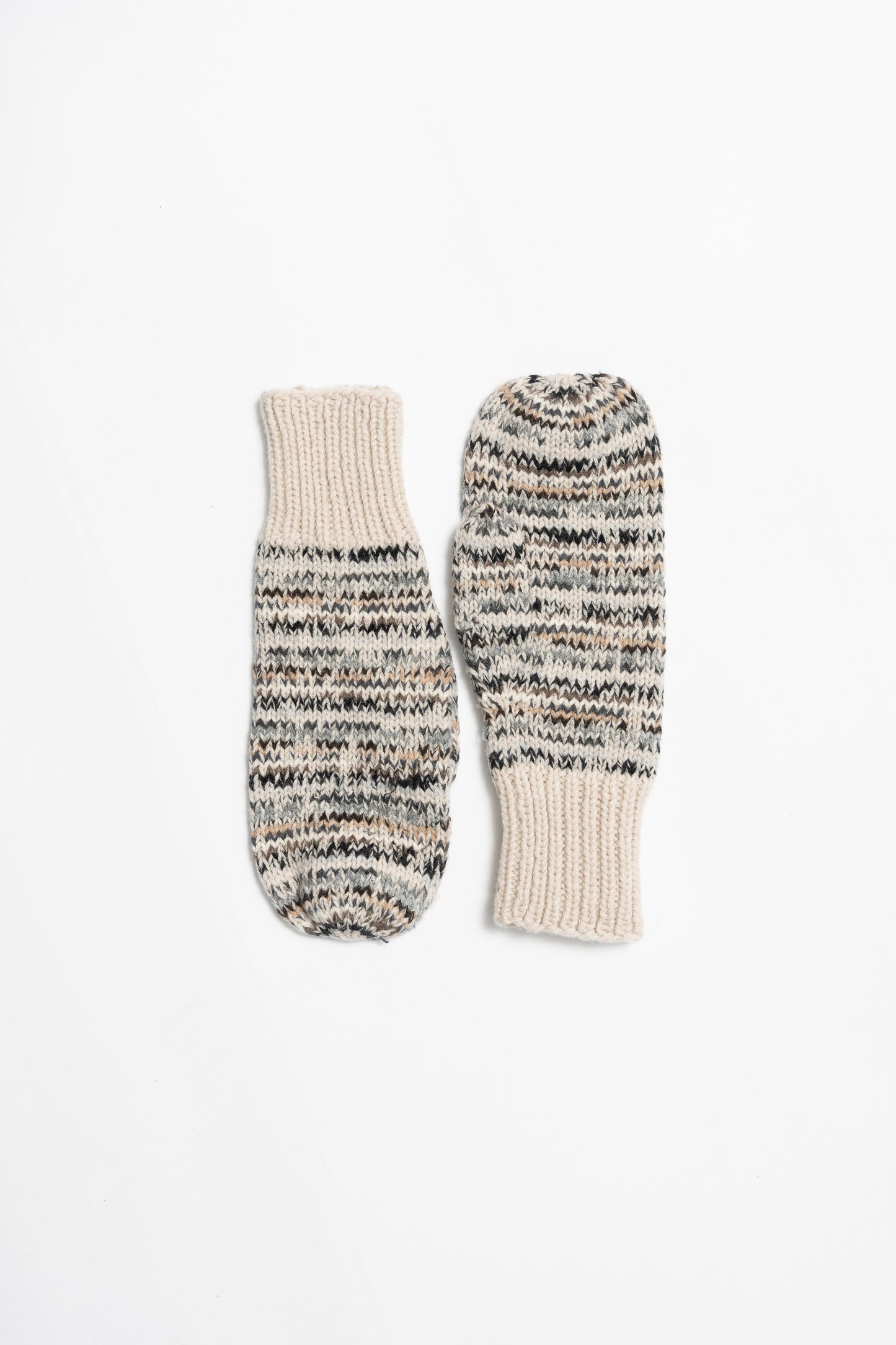MERINO Handknit Zero Waste Mittens - Almond White